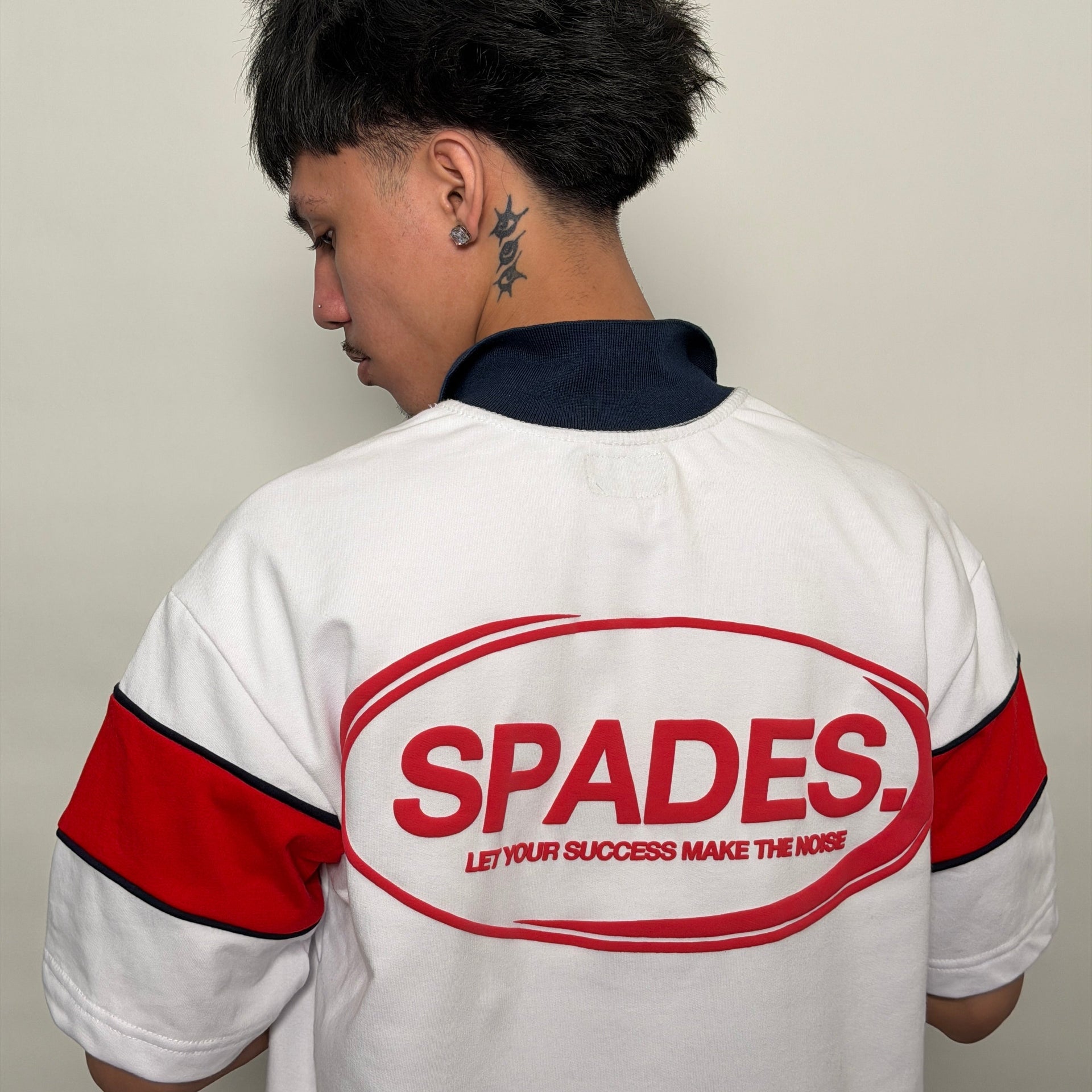 French Terry Quarter Zip Polo Box Tee Game Plan White SPADES