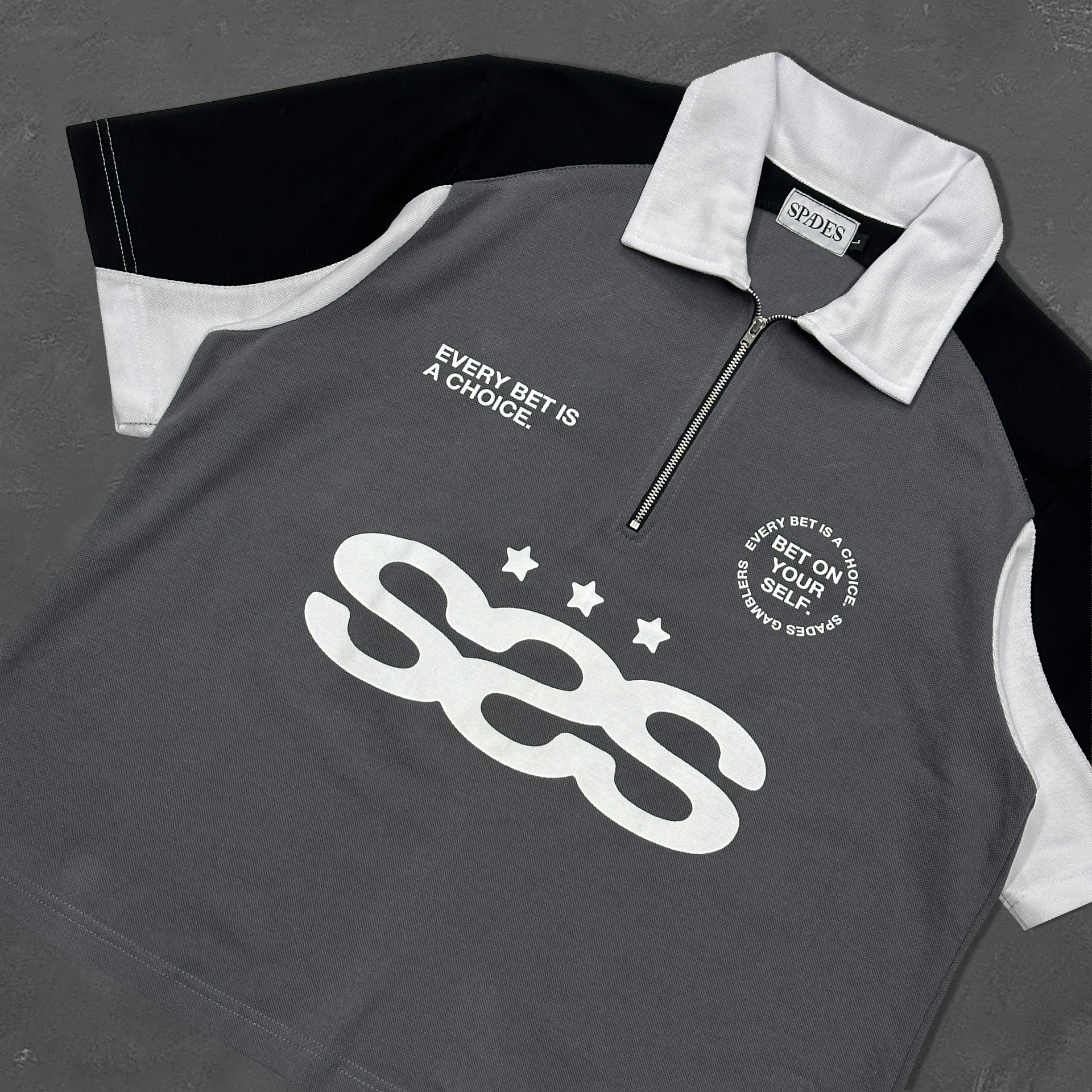 Spades Neutral Stake Boxy Crop Polo Pique SPADES