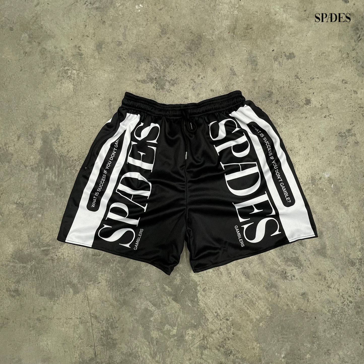Black Line Hustle Mesh Shorts SPADES