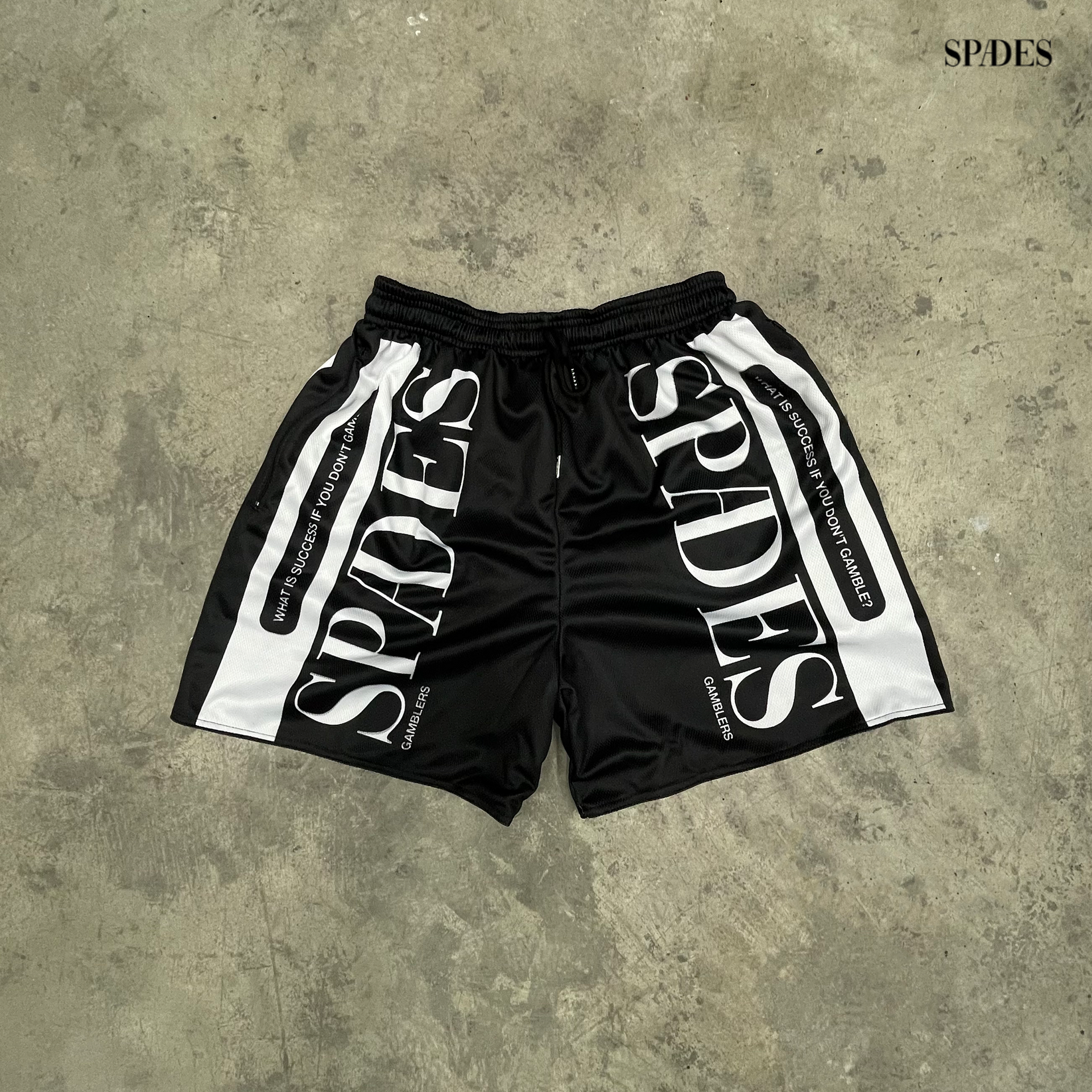 Black Line Hustle Mesh Shorts SPADES