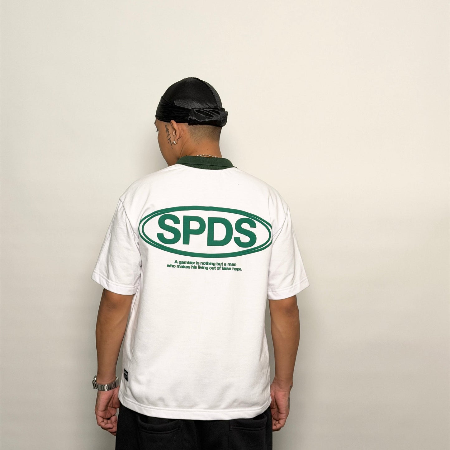 French Terry Quarter Zip Polo Box Tee Winning Formula White SPADES