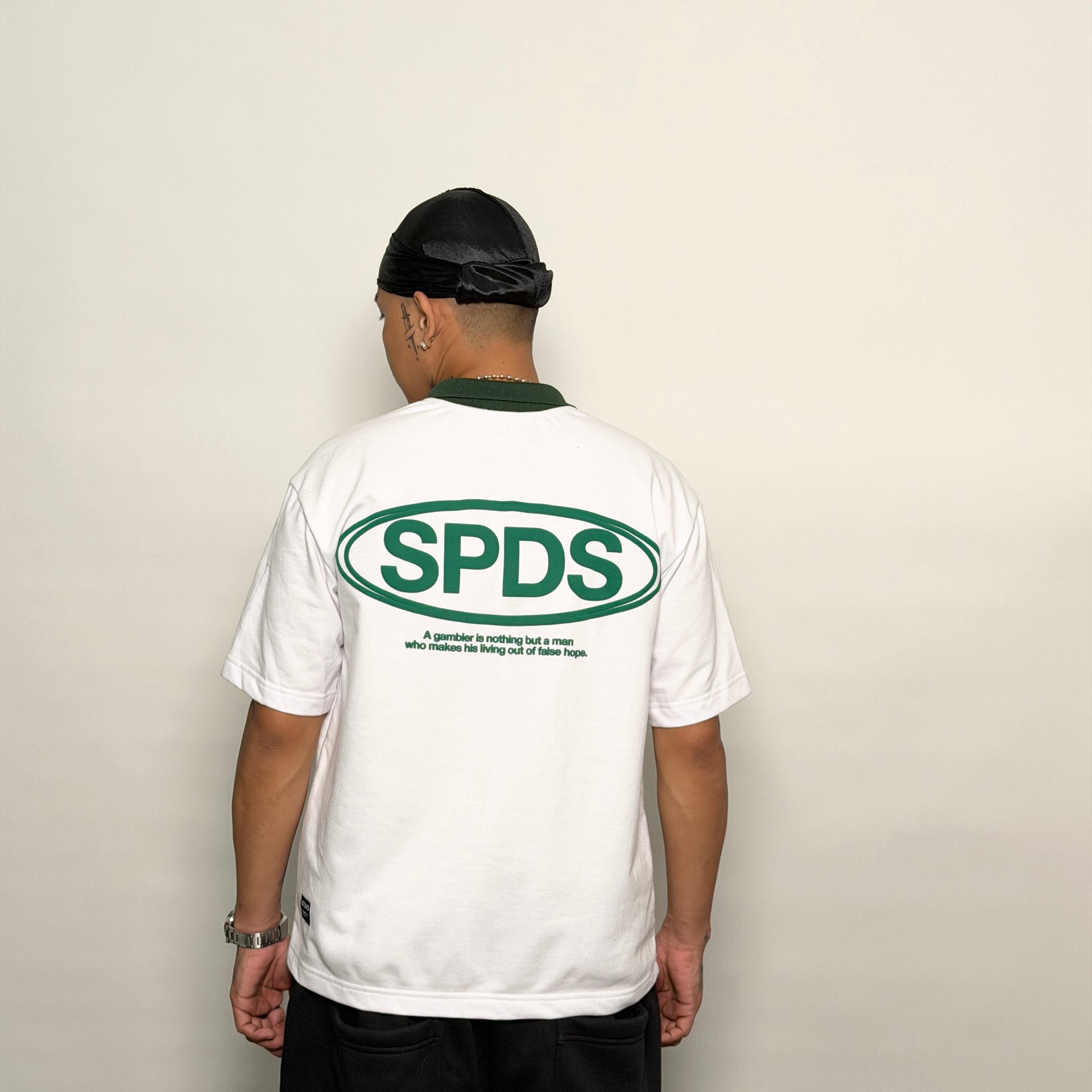 French Terry Quarter Zip Polo Box Tee Winning Formula White SPADES