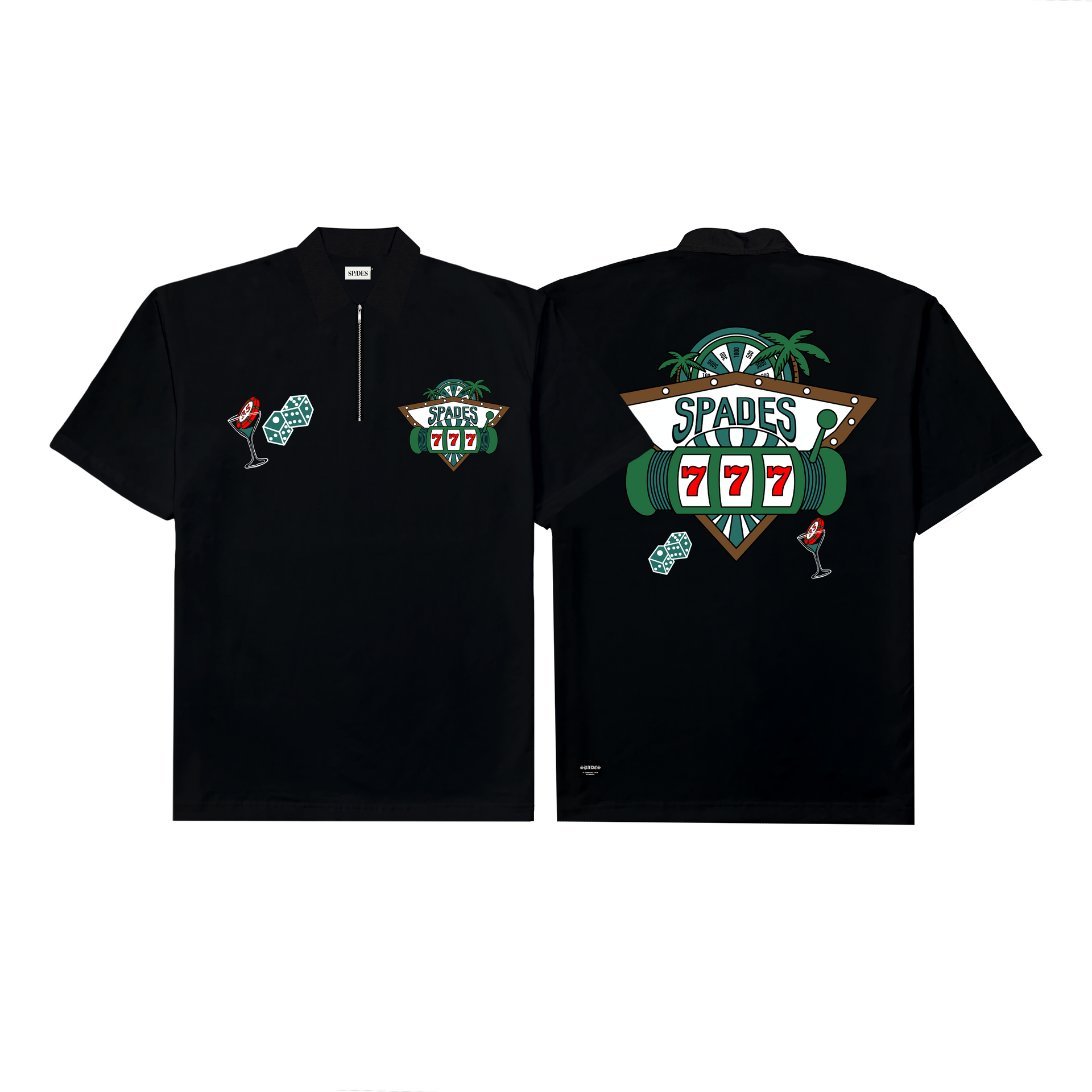 Spades Quarter Zip Polo 777 Black SPADES