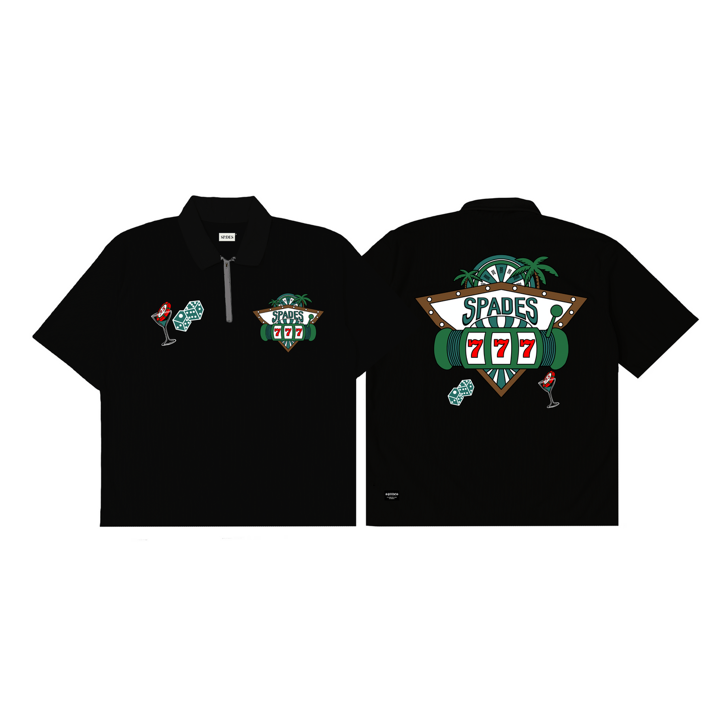 Spades Quarter Zip Polo 777 Black SPADES
