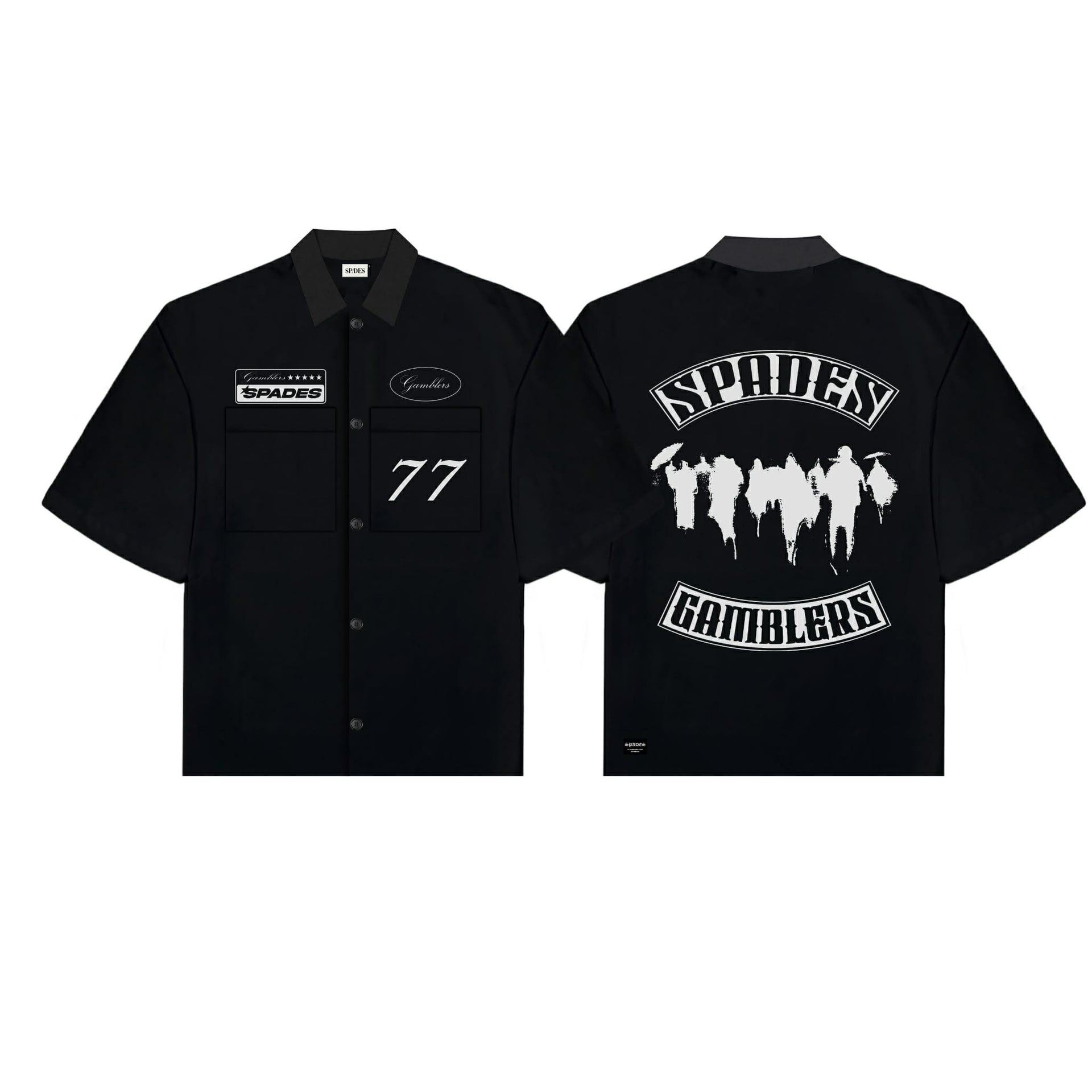 Underground Gamblers Polo Boxy Crop Black French Terry SPADES