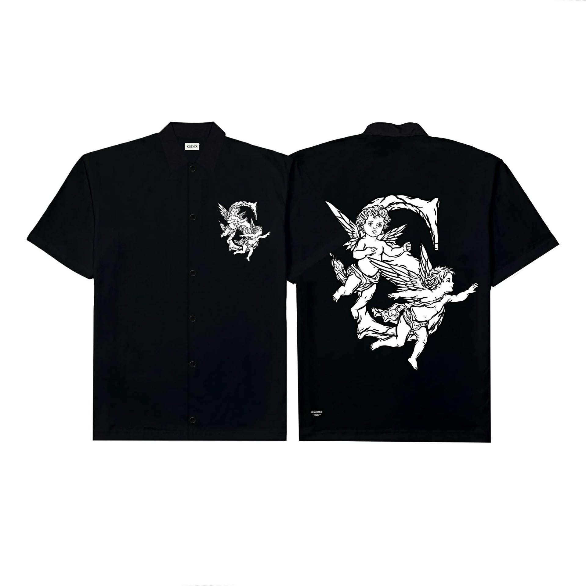 Angelic Descent Polo Boxy Crop Black French Terry SPADES