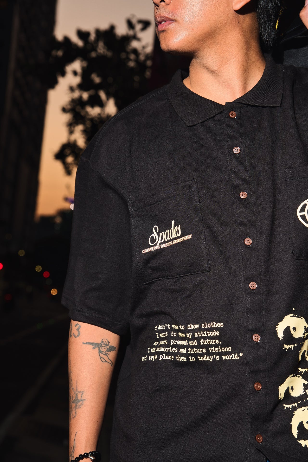 French Terry Full Button Polo SCDD Black SPADES