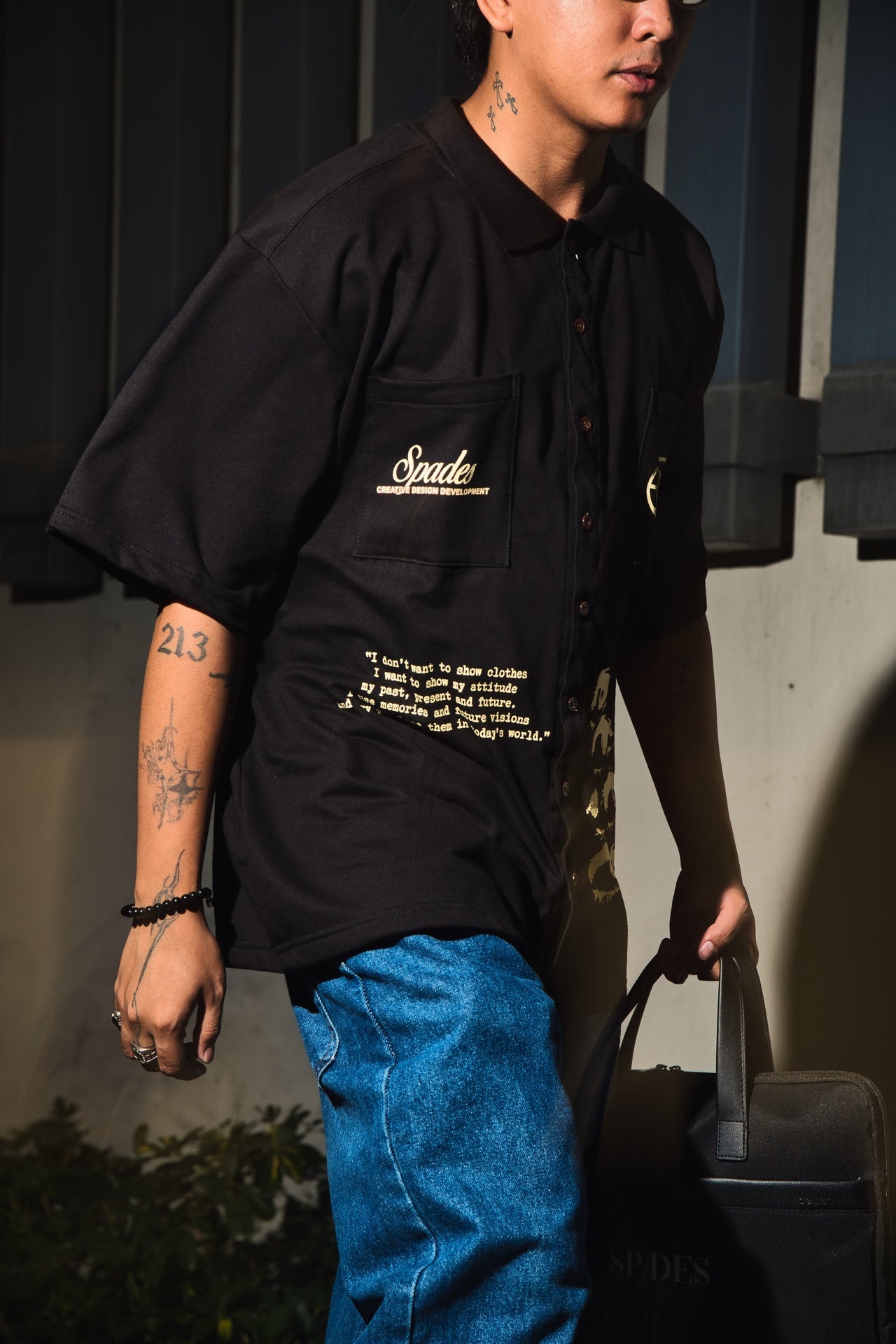French Terry Full Button Polo SCDD Black SPADES