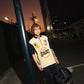 French Terry Quarter Zip Polo Crop  Authentic Cream/Navy SPADES