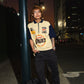 French Terry Quarter Zip Polo Crop  Authentic Cream/Navy SPADES