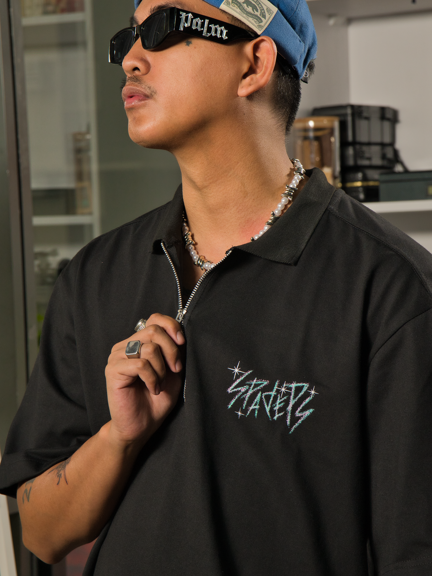 Spades Quarter Zip Polo Fearless Achiever Black SPADES