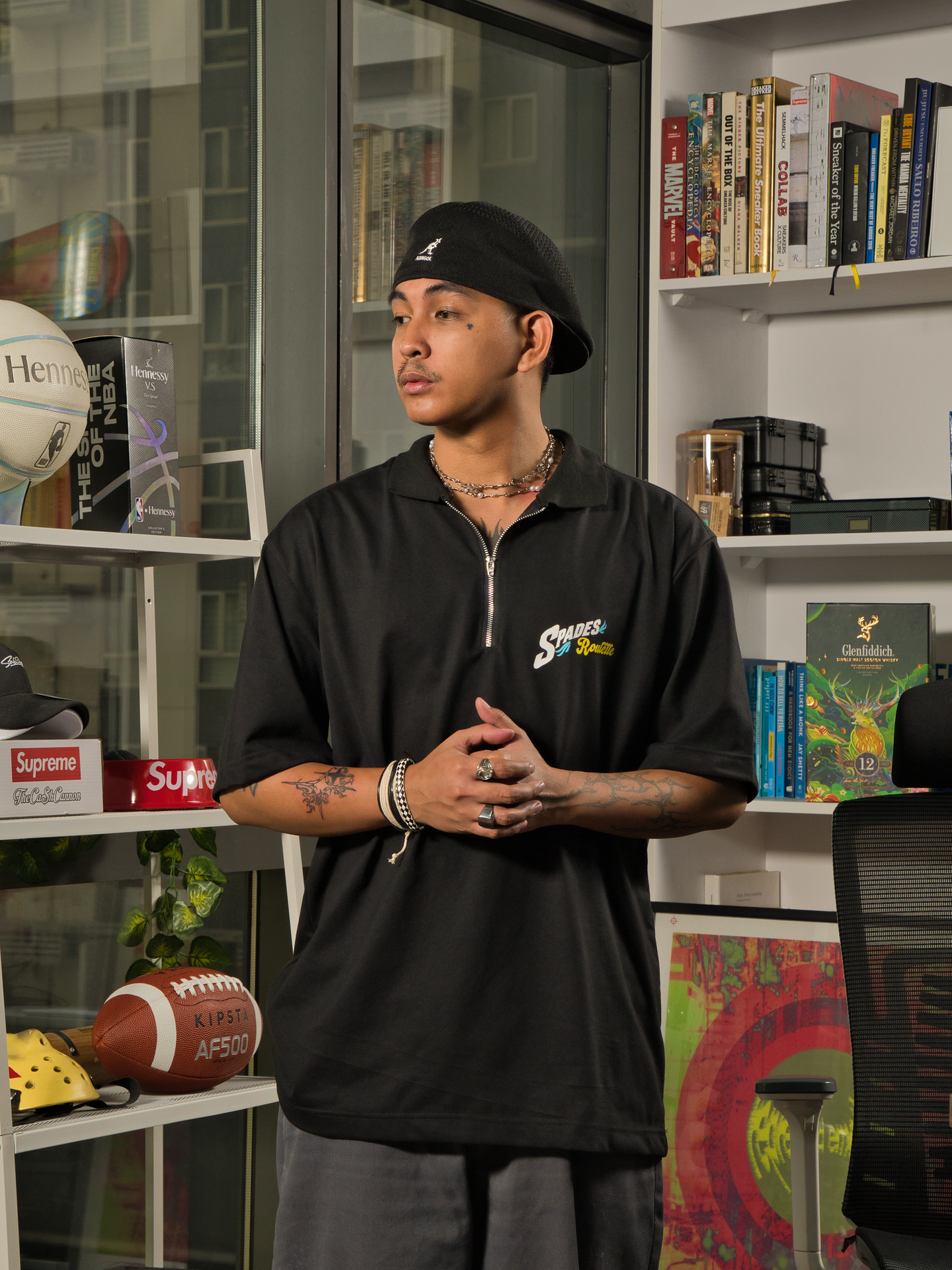 Spades Quarter Zip Polo Roulette Black SPADES