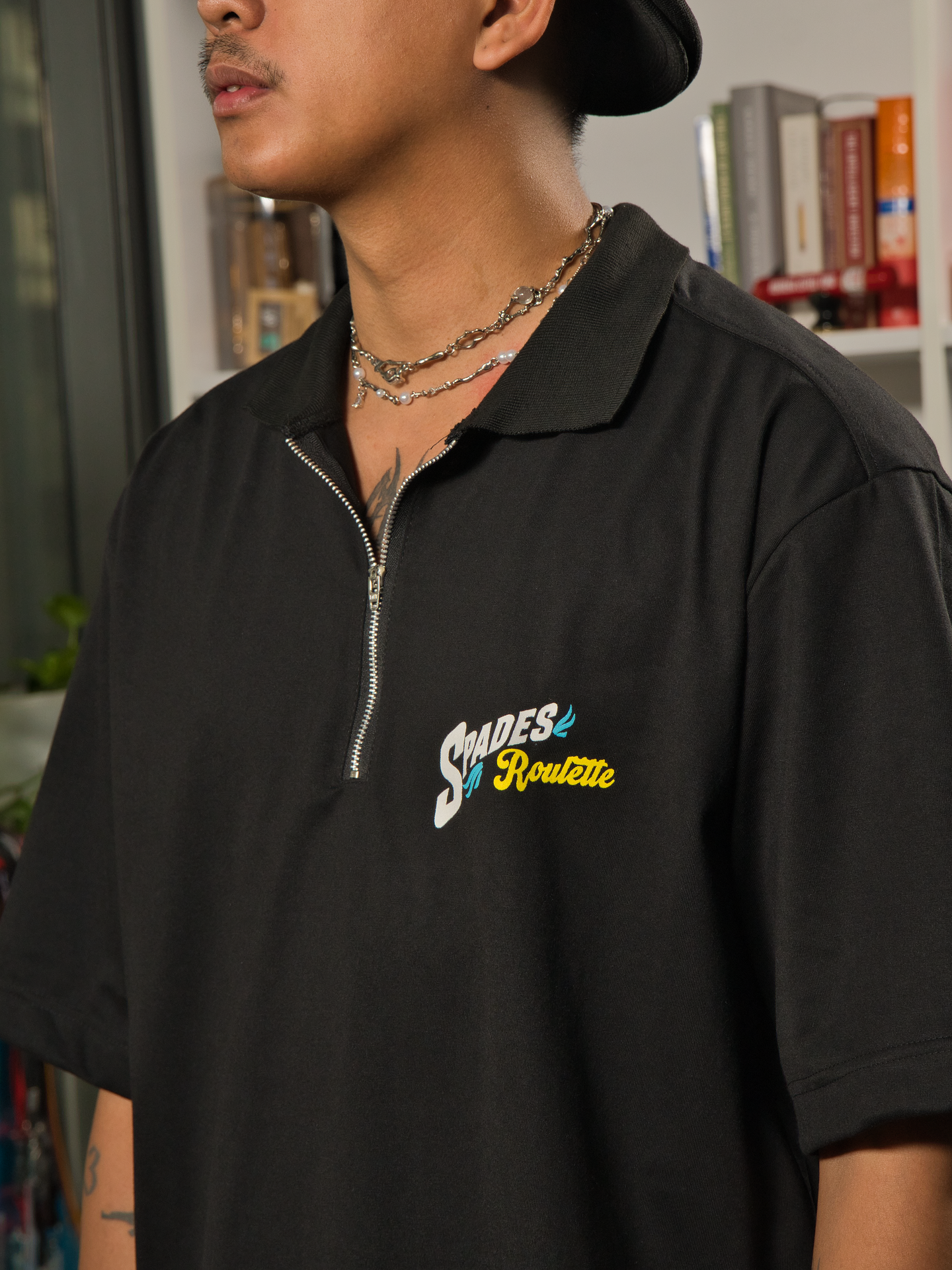 Spades Quarter Zip Polo Roulette Black SPADES