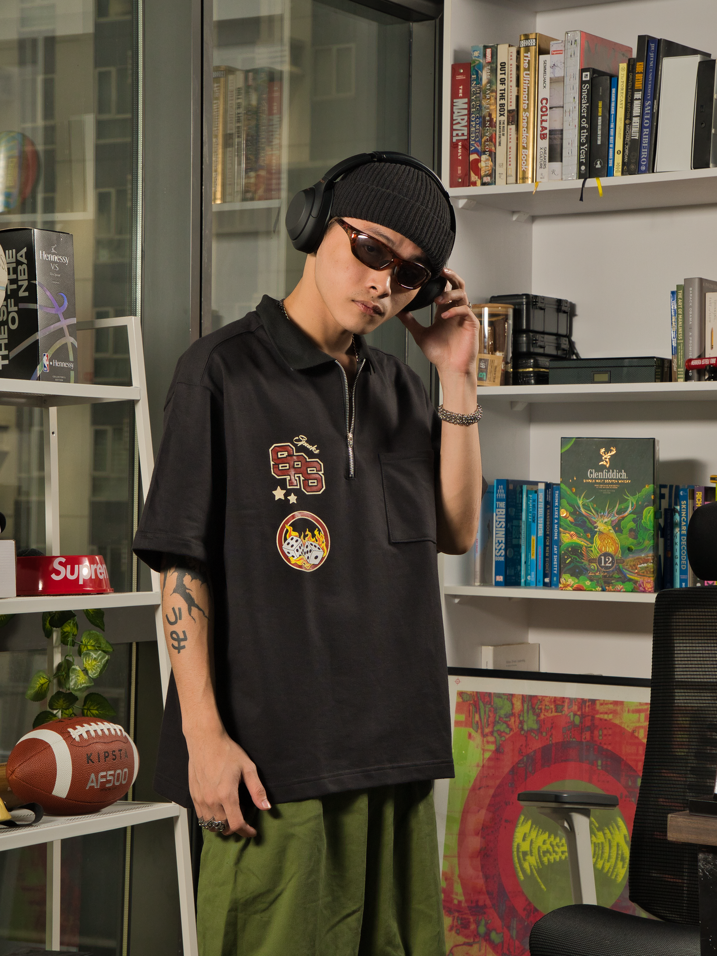 Spades Quarter Zip Polo Crop Bold Moves Black SPADES