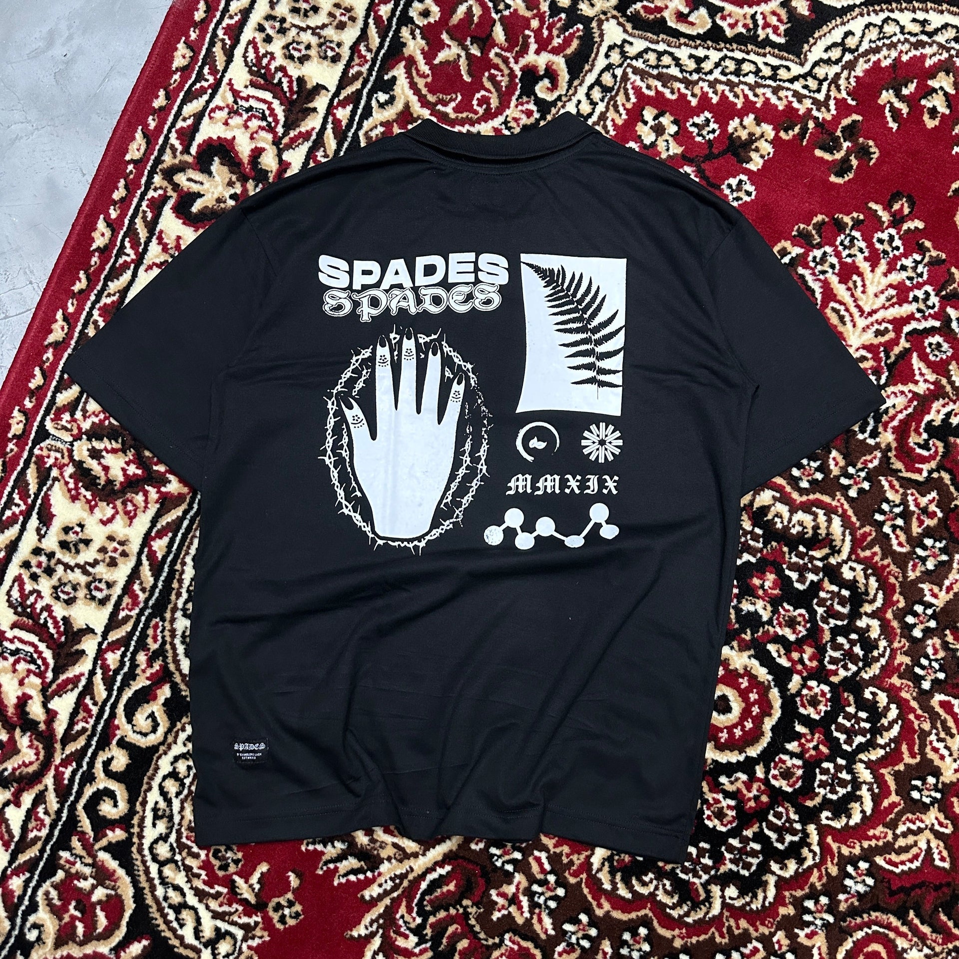 Spades Quarter Zip Polo Lucky Hands Black SPADES