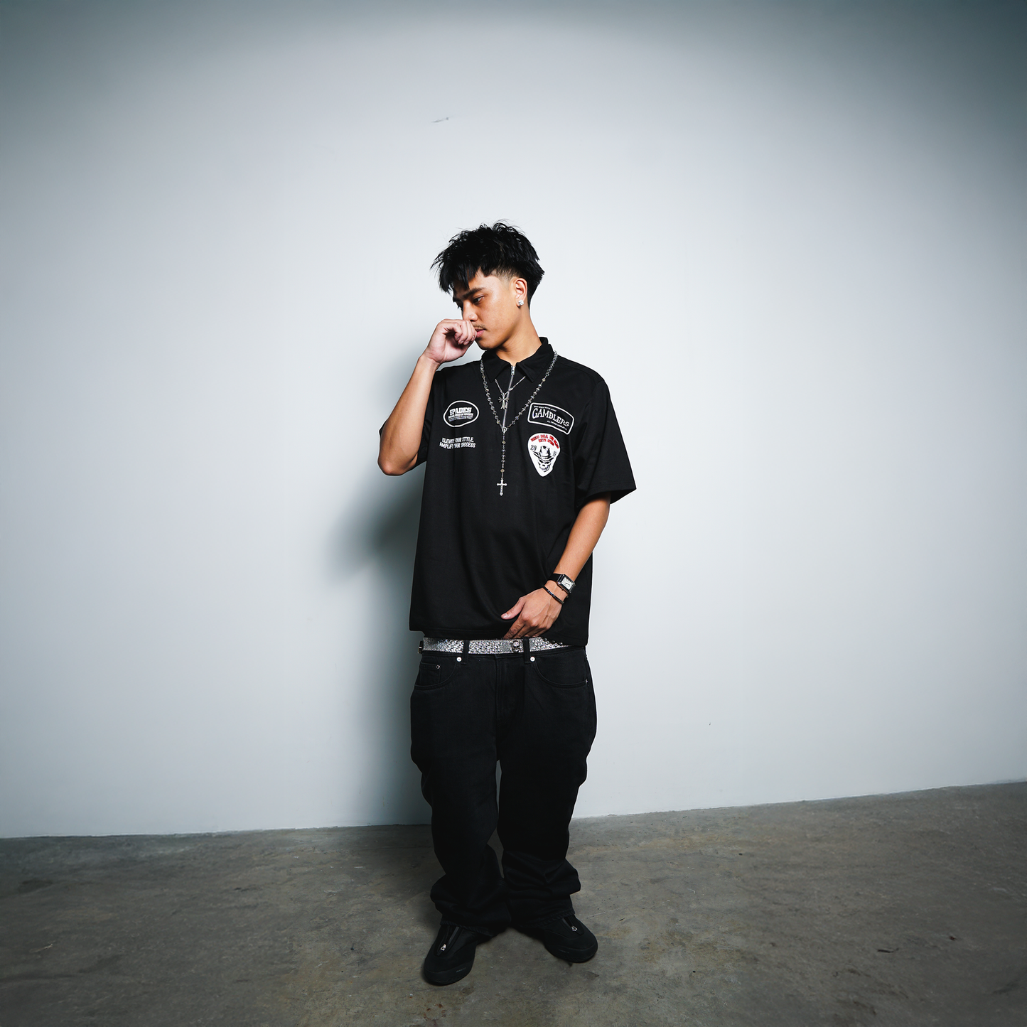 Spades Quarter Zip Polo All The Best Black SPADES