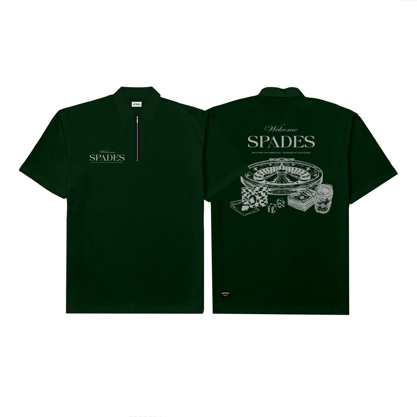Spades Quarter Zip Polo Welcome Gamblers Moss SPADES