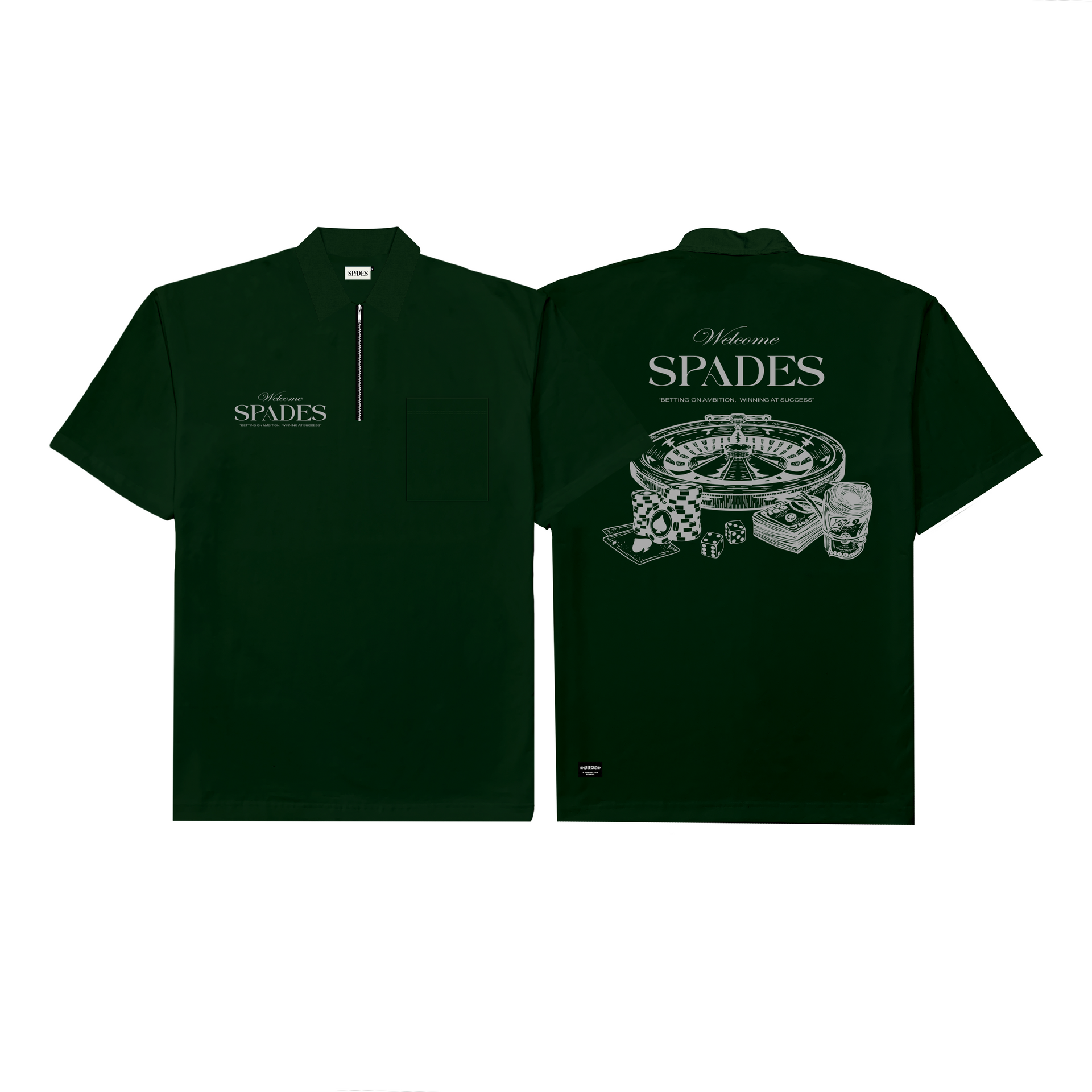 Spades Quarter Zip Polo Welcome Gamblers Moss SPADES