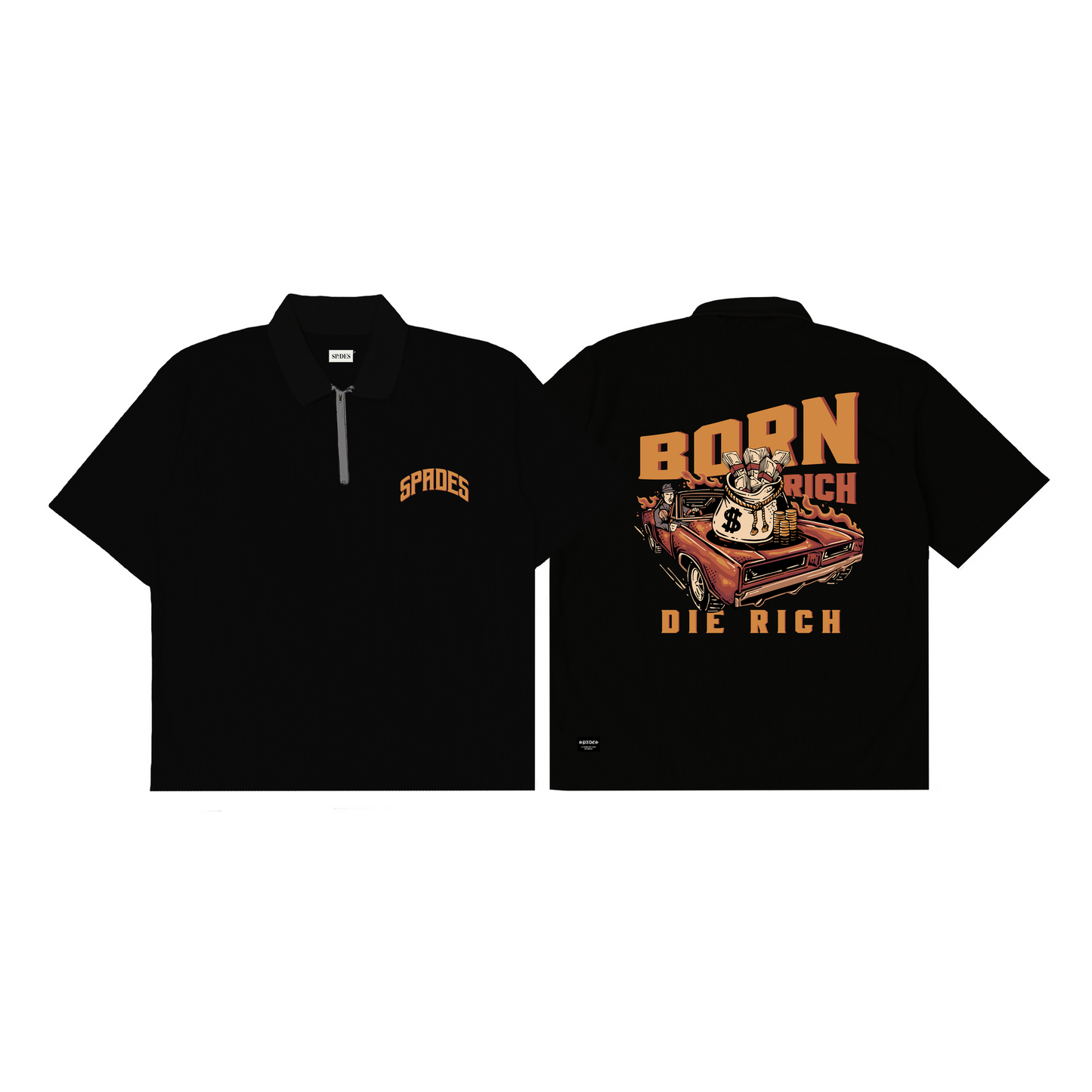 Spades Quarter Zip Polo Born Rich - Die Rich Black SPADES