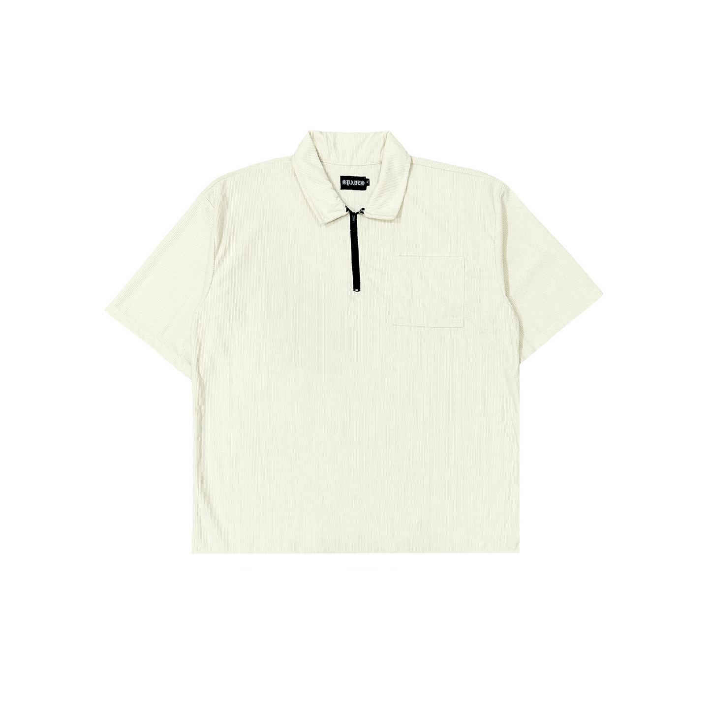 Spades Zip Polo Shirt in Corduroy Cream SPADES