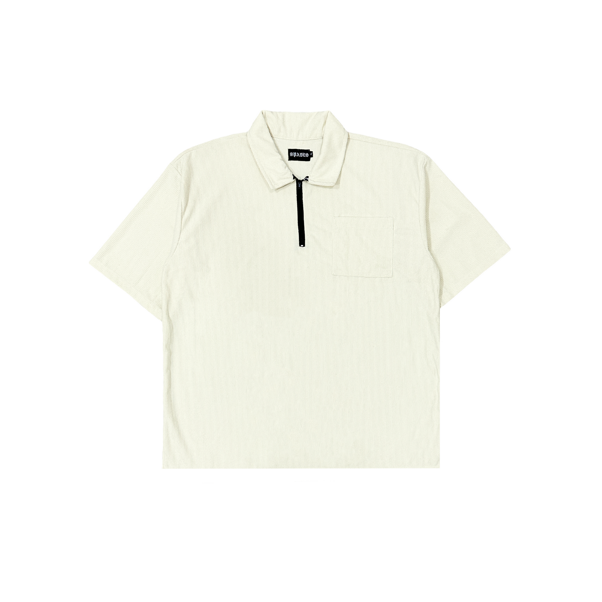 Spades Zip Polo Shirt in Corduroy Cream SPADES