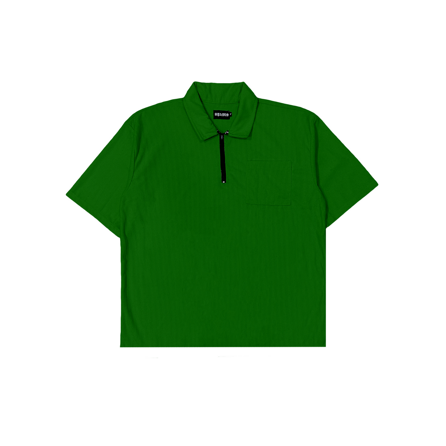 Spades Zip Polo Shirt in Corduroy Green SPADES