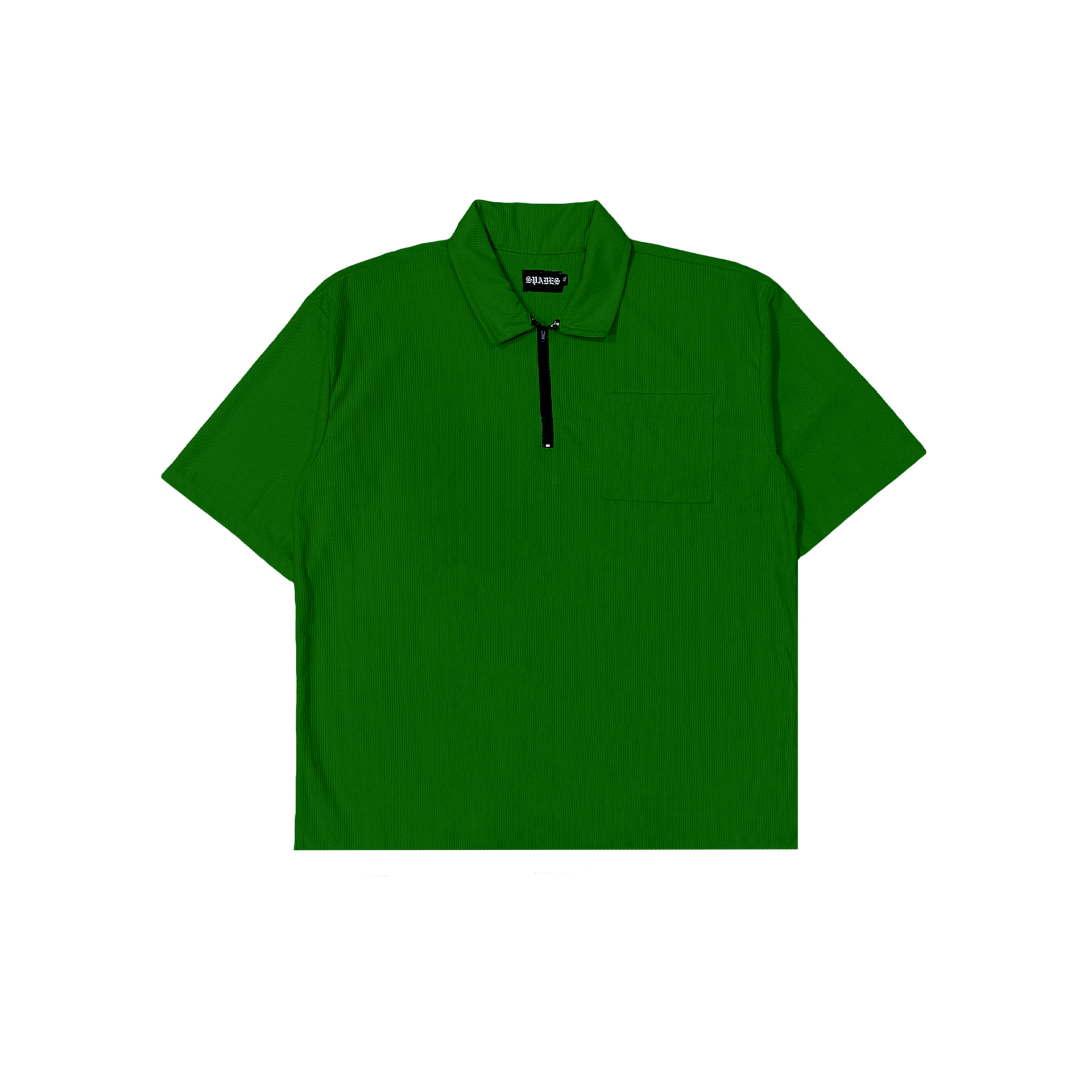Spades Zip Polo Shirt in Corduroy Green SPADES