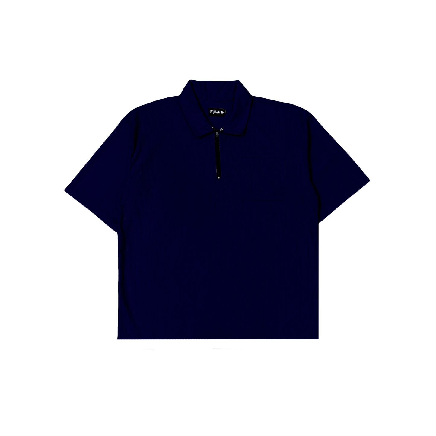 Spades Zip Polo Shirt in Corduroy Navy Blue SPADES