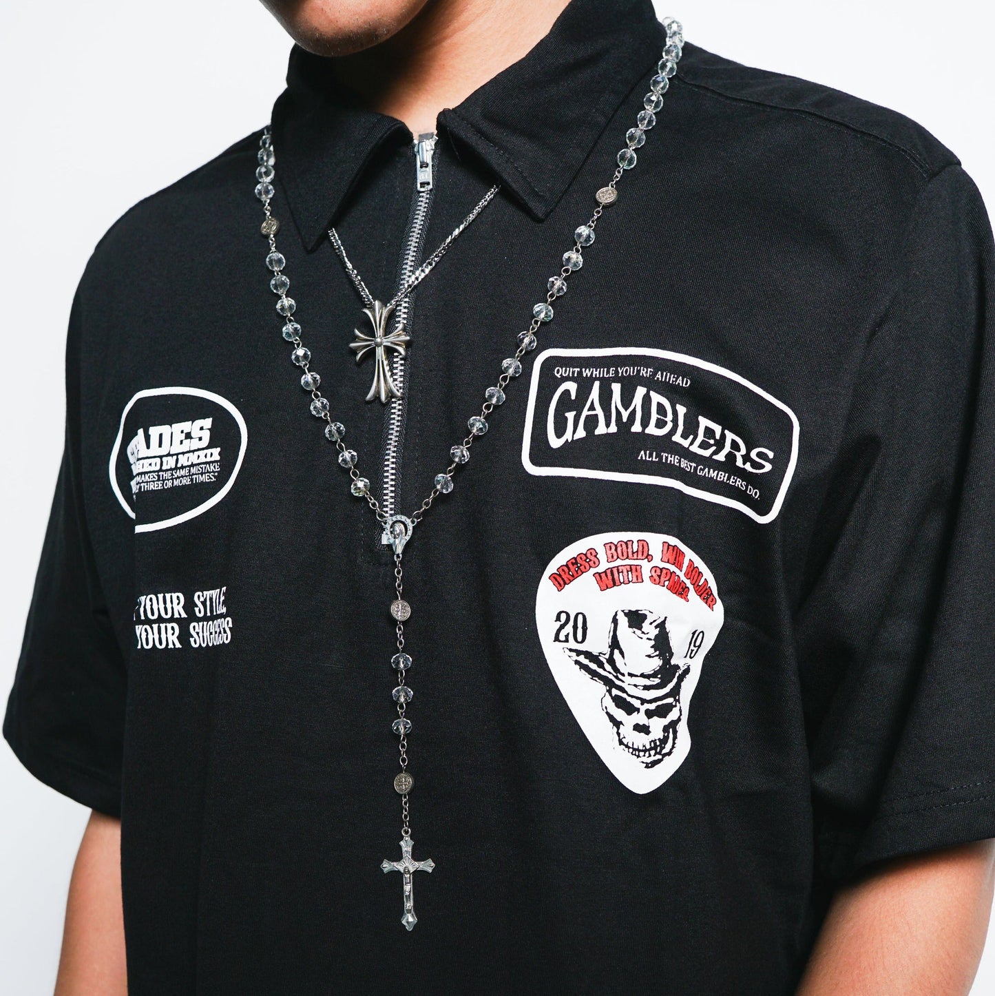 Spades Quarter Zip Polo All The Best Black SPADES