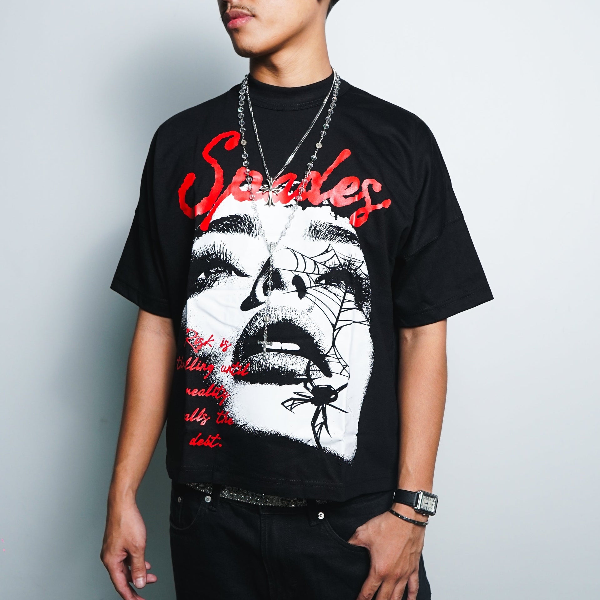 Fatal Beauty Boxy Crop Tee Black SPADES
