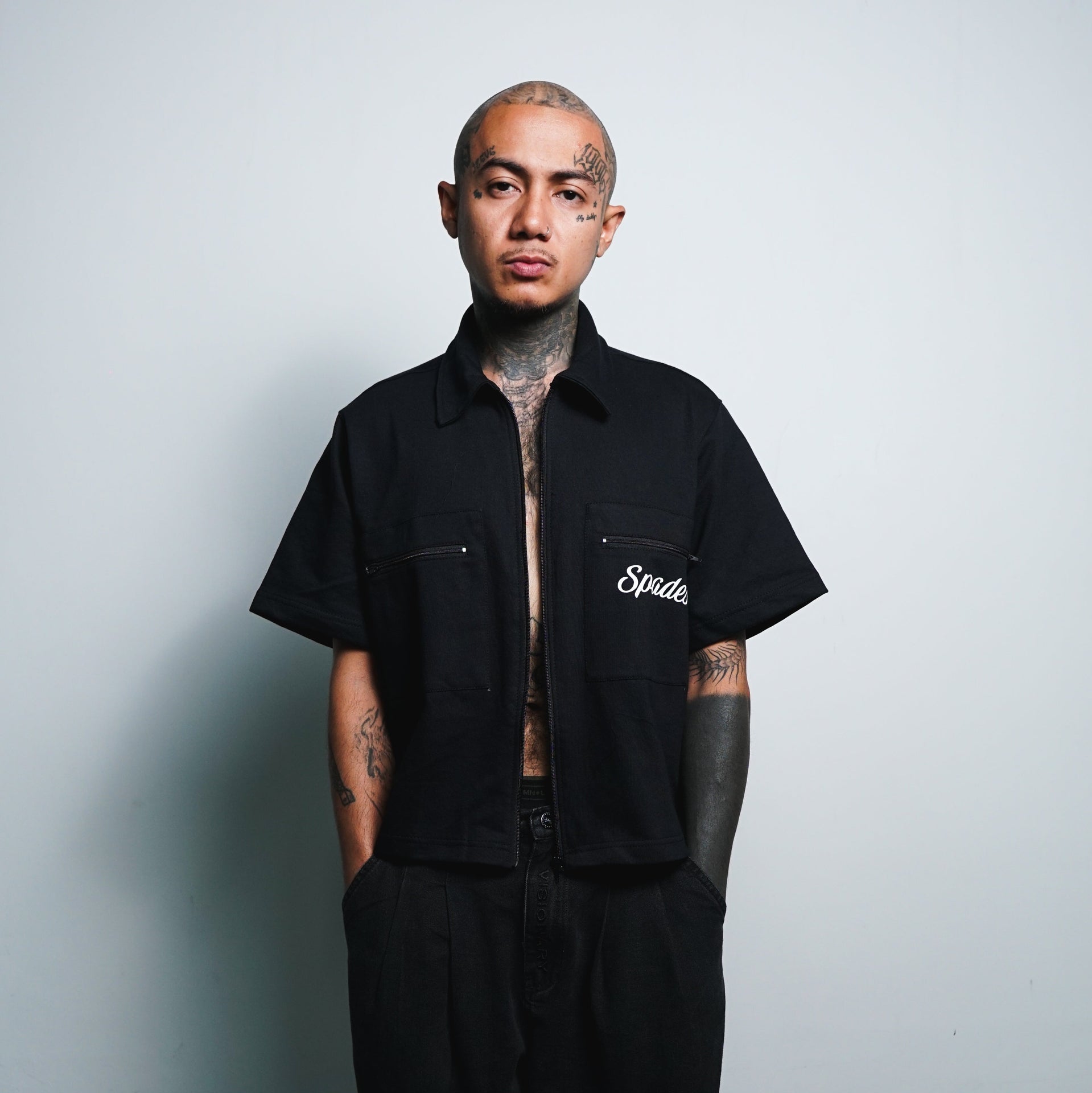 Gamblers Club Polo Boxy Crop Black French Terry SPADES