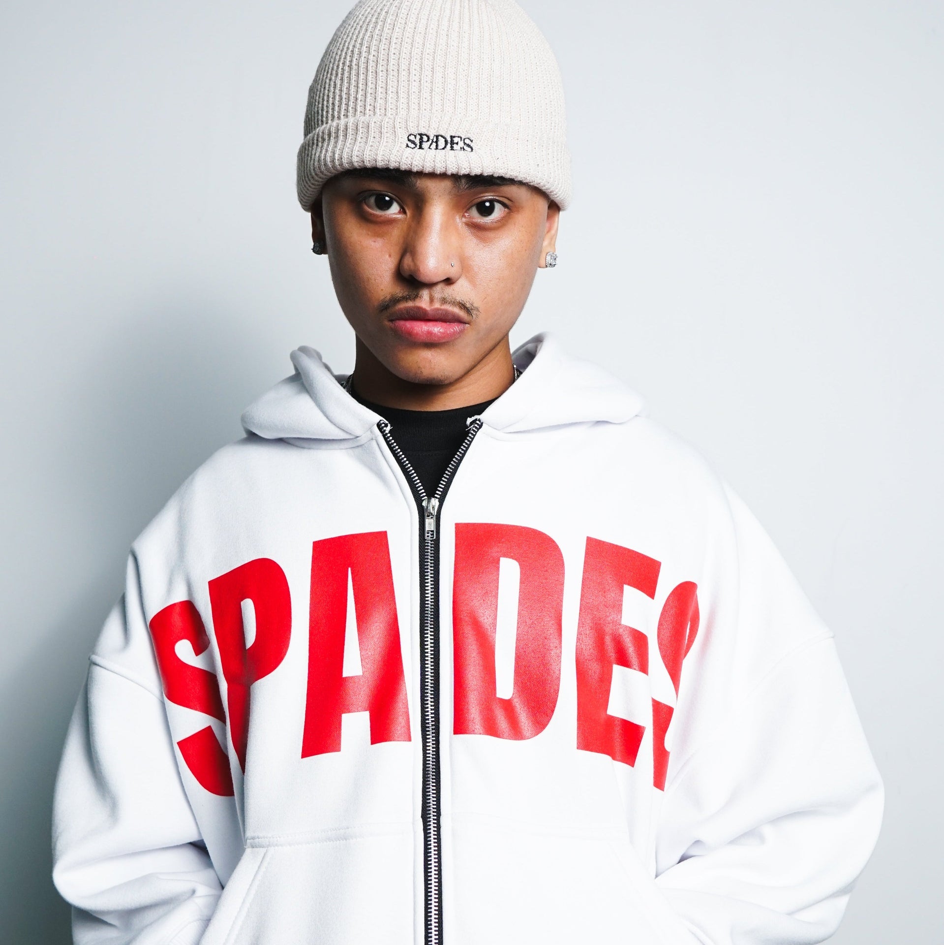 Spades Redline Zip-Up White Hoodie SPADES