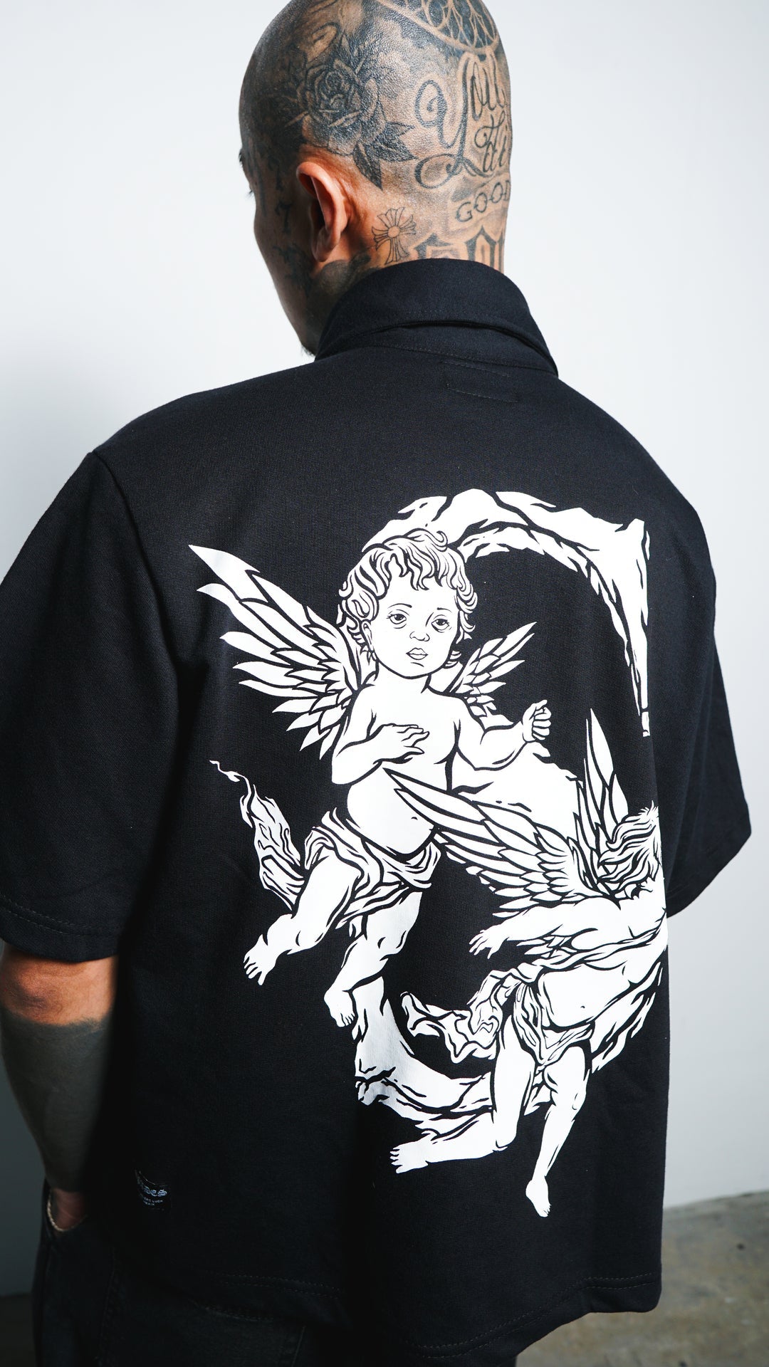 Angelic Descent Polo Boxy Crop Black French Terry SPADES
