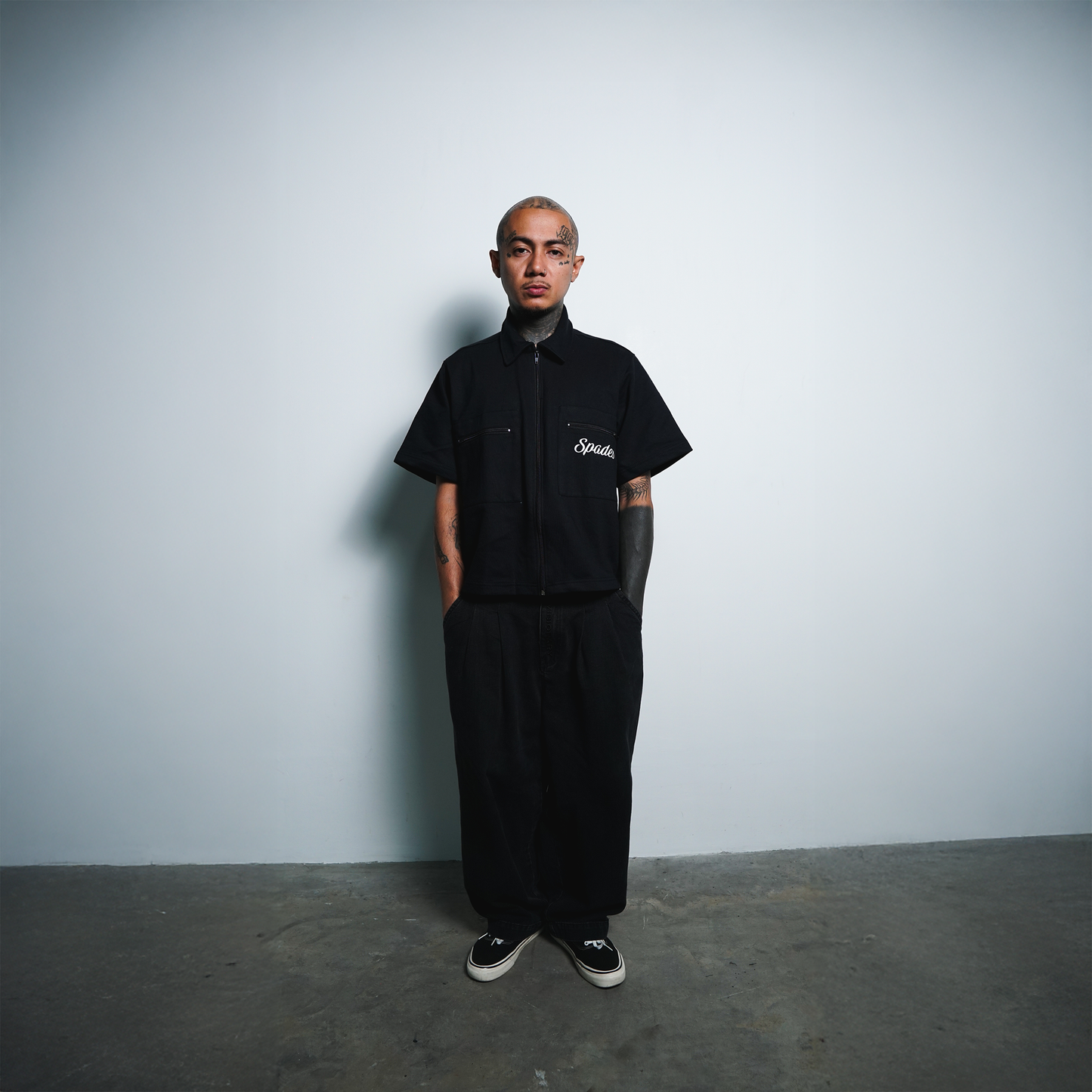 Gamblers Club Polo Boxy Crop Black French Terry SPADES