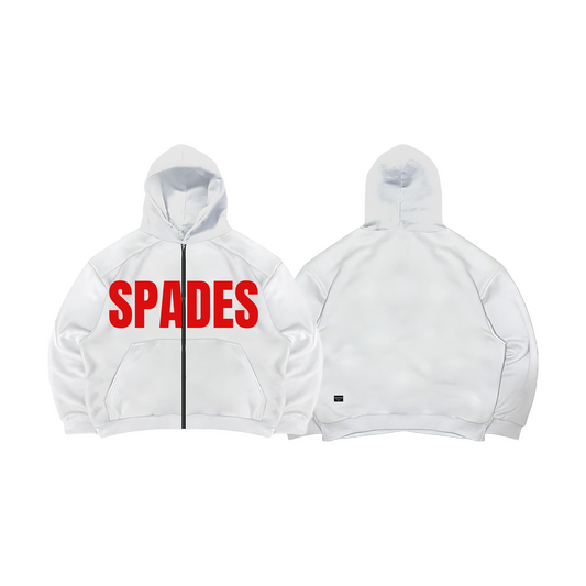 Spades Redline Zip-Up White Hoodie SPADES