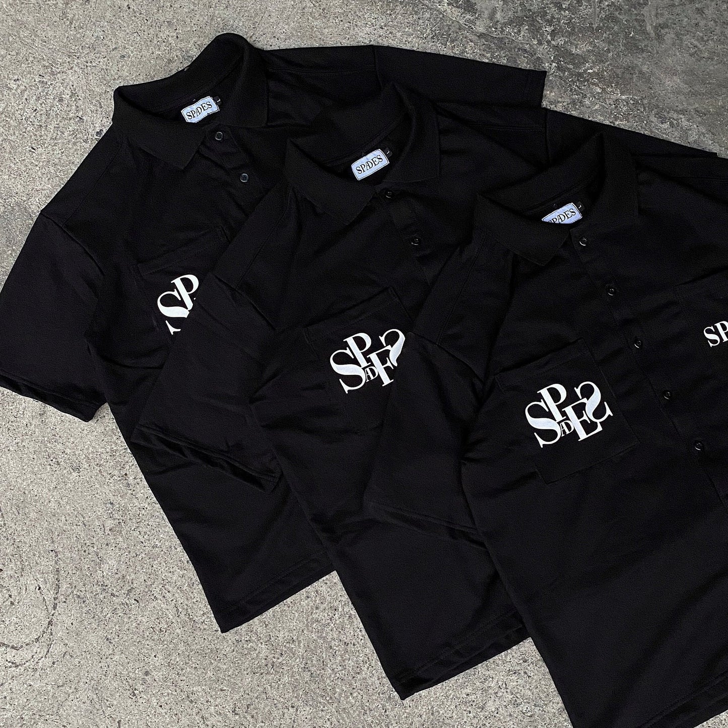 Spades Monochrome Majesty Full Button Polo Crop Black SPADES