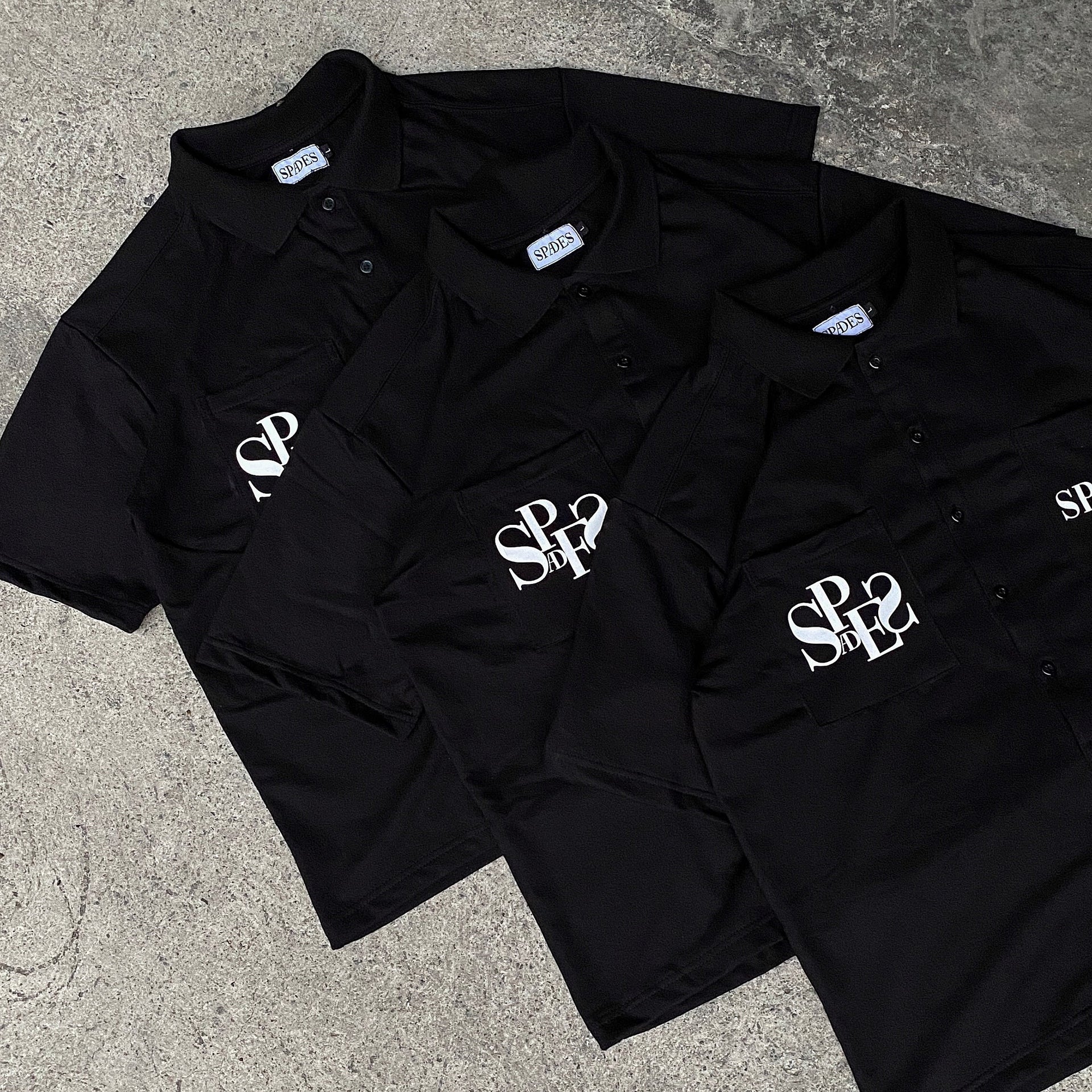 Spades Monochrome Majesty Full Button Polo Crop Black SPADES