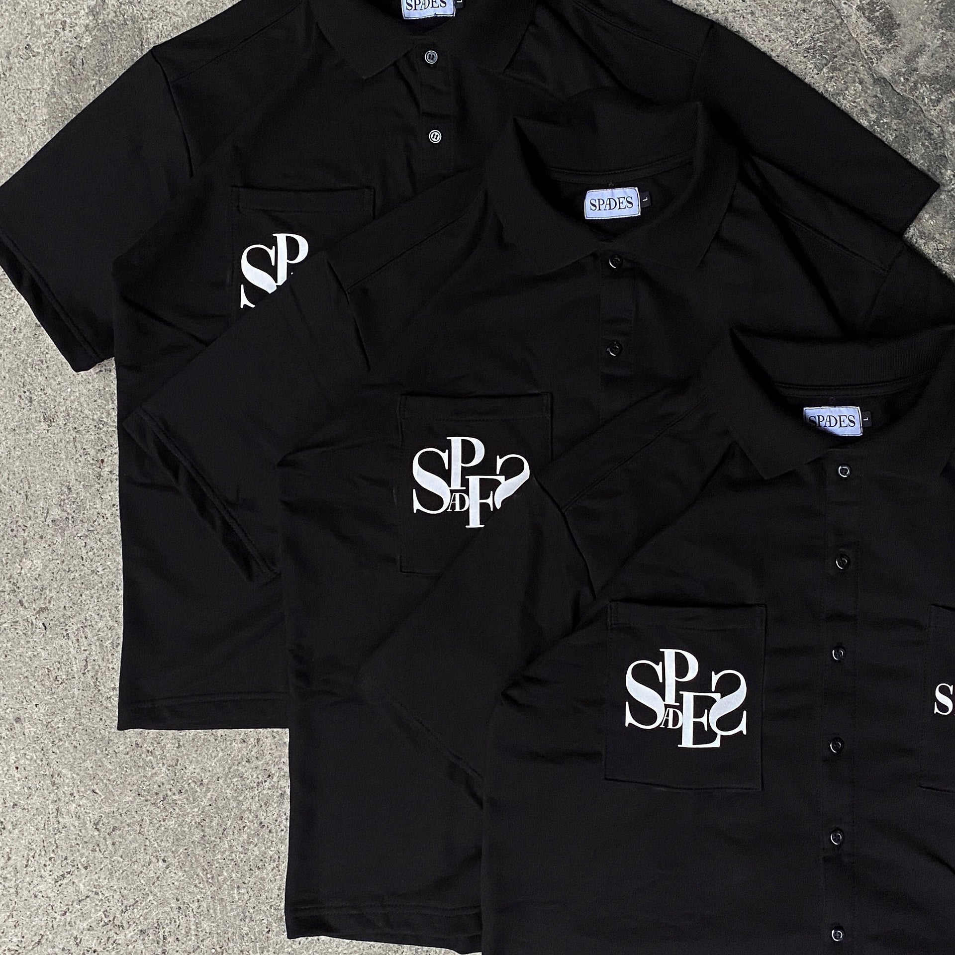 Spades Monochrome Majesty Full Button Polo Crop Black SPADES