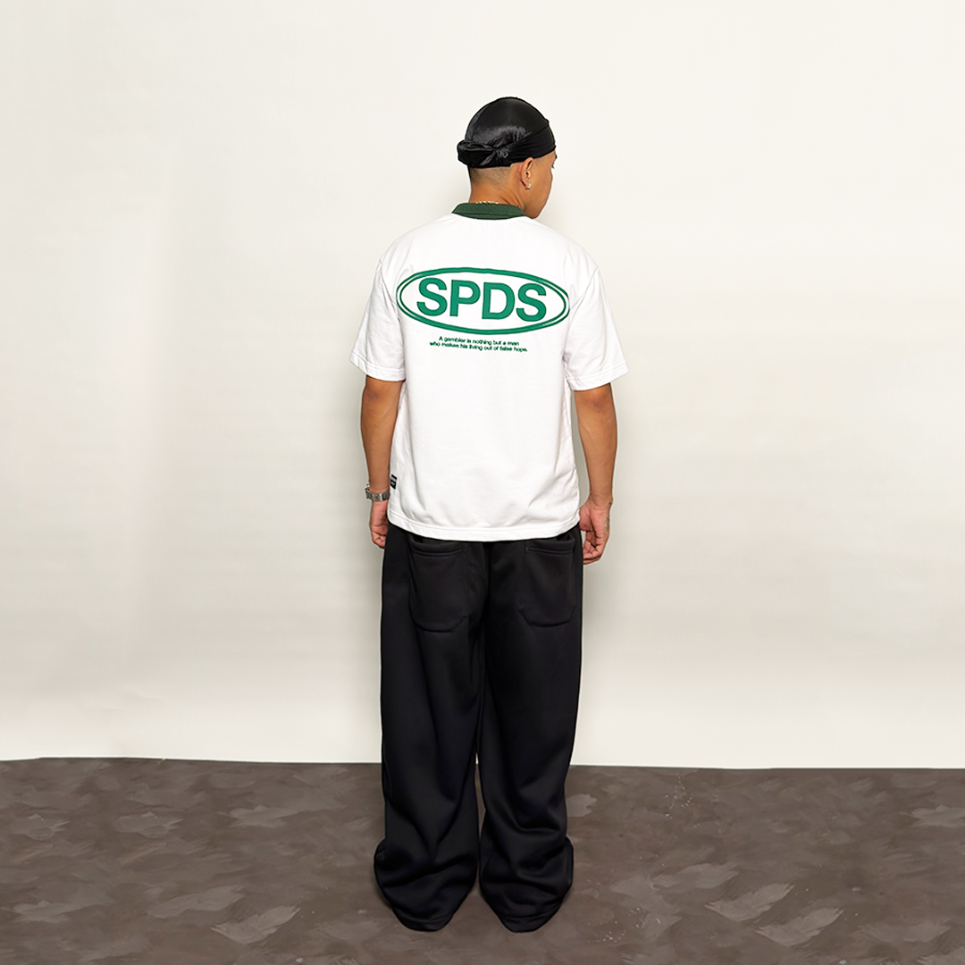 French Terry Quarter Zip Polo Box Tee Winning Formula White SPADES