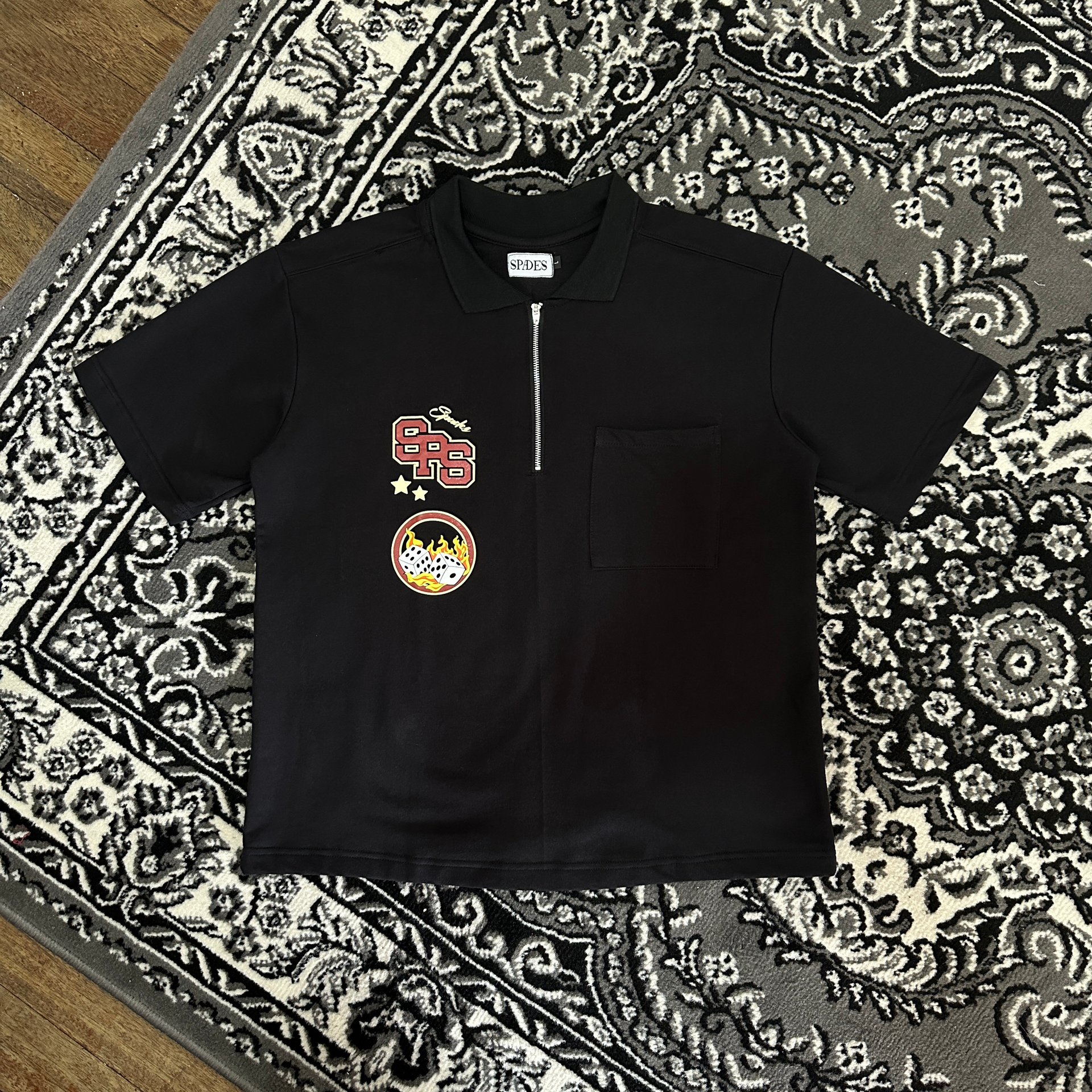 Spades Quarter Zip Polo Crop Bold Moves Black SPADES