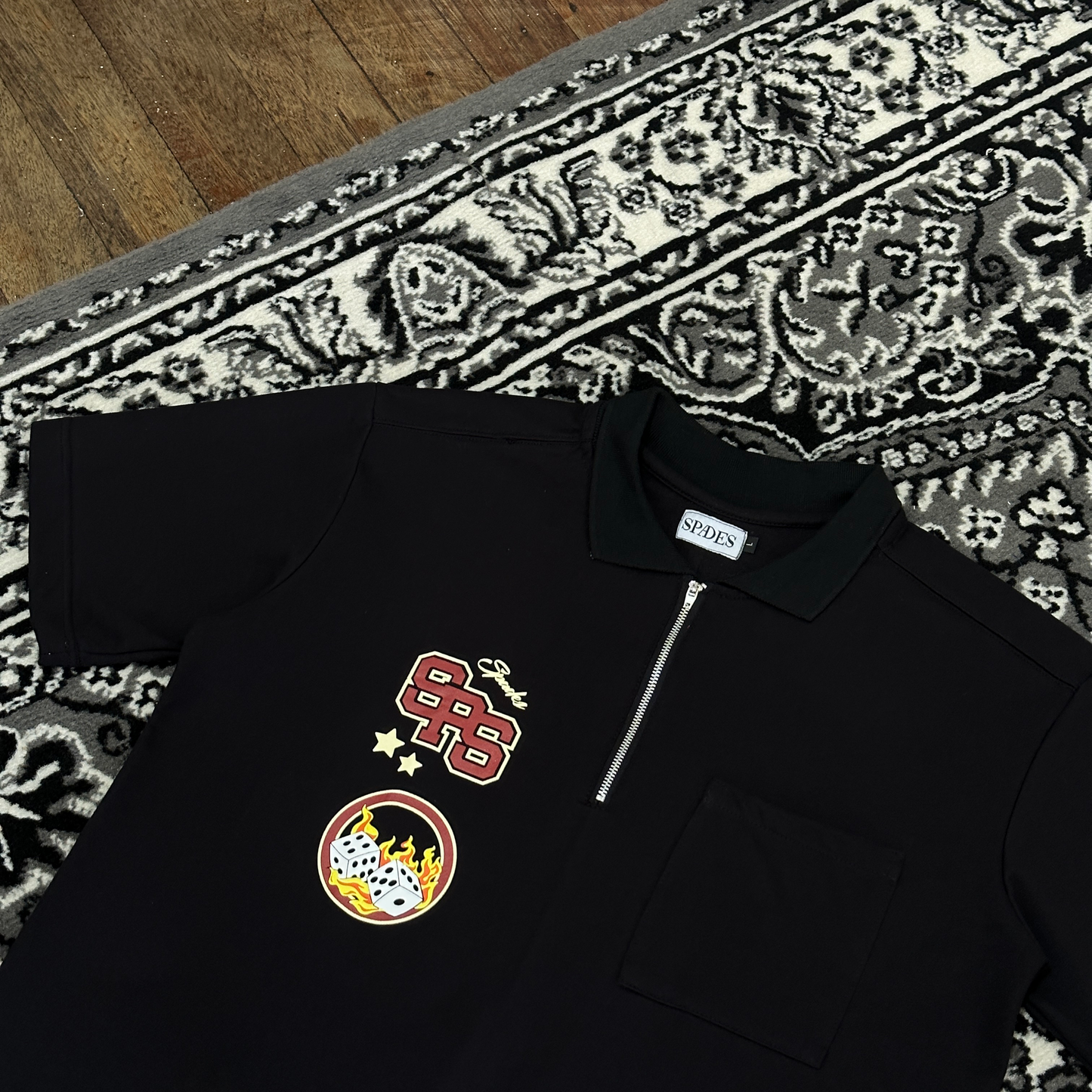 Spades Quarter Zip Polo Crop Bold Moves Black SPADES