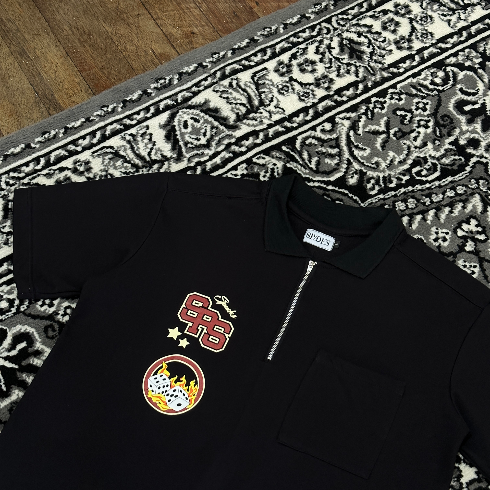 Spades Quarter Zip Polo Crop Bold Moves Black SPADES