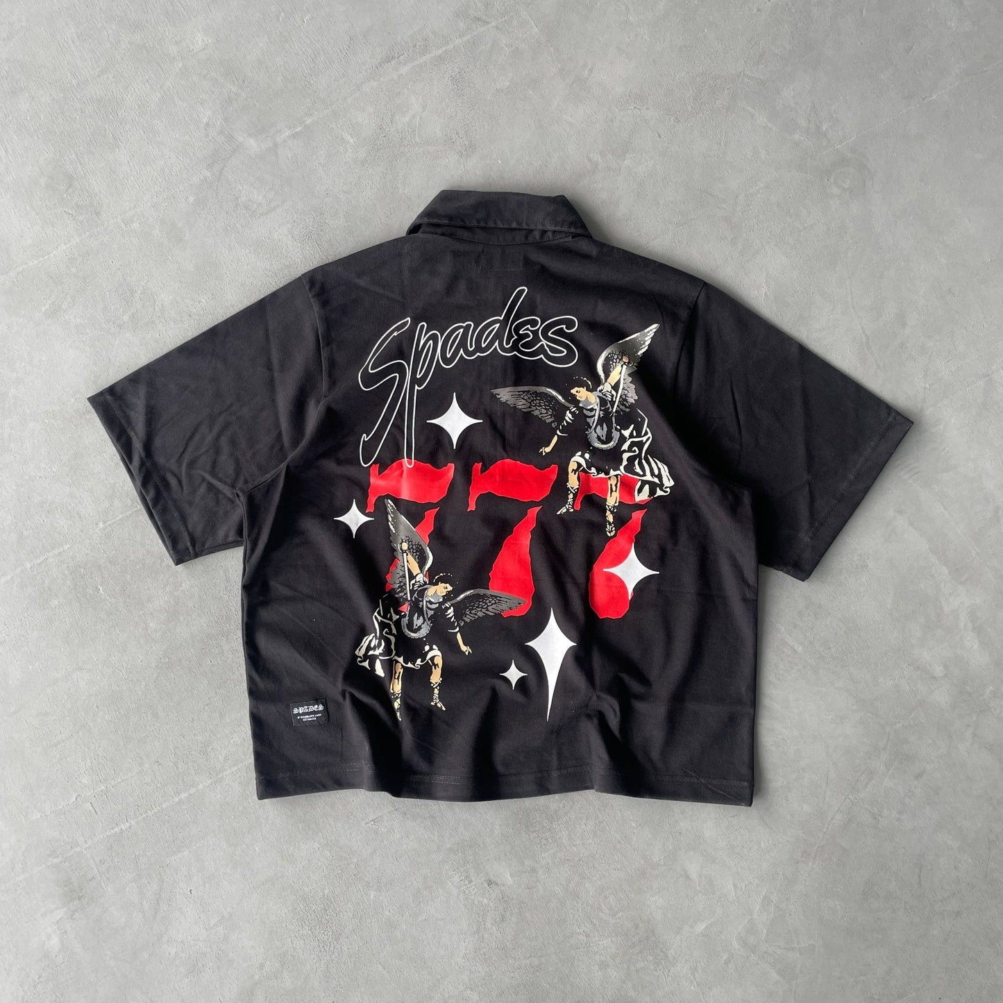777 Angel Polo Zip Boxy Crop SPADES