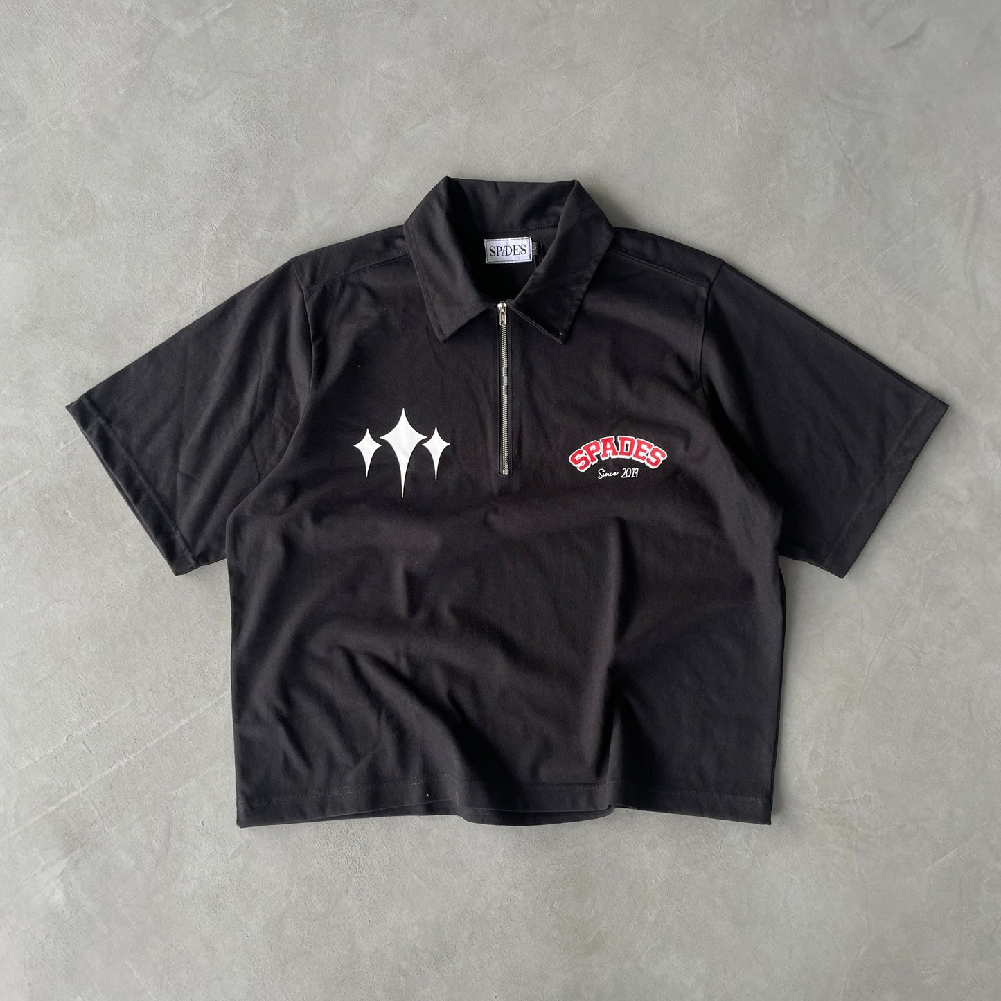 777 Angel Polo Zip Boxy Crop SPADES