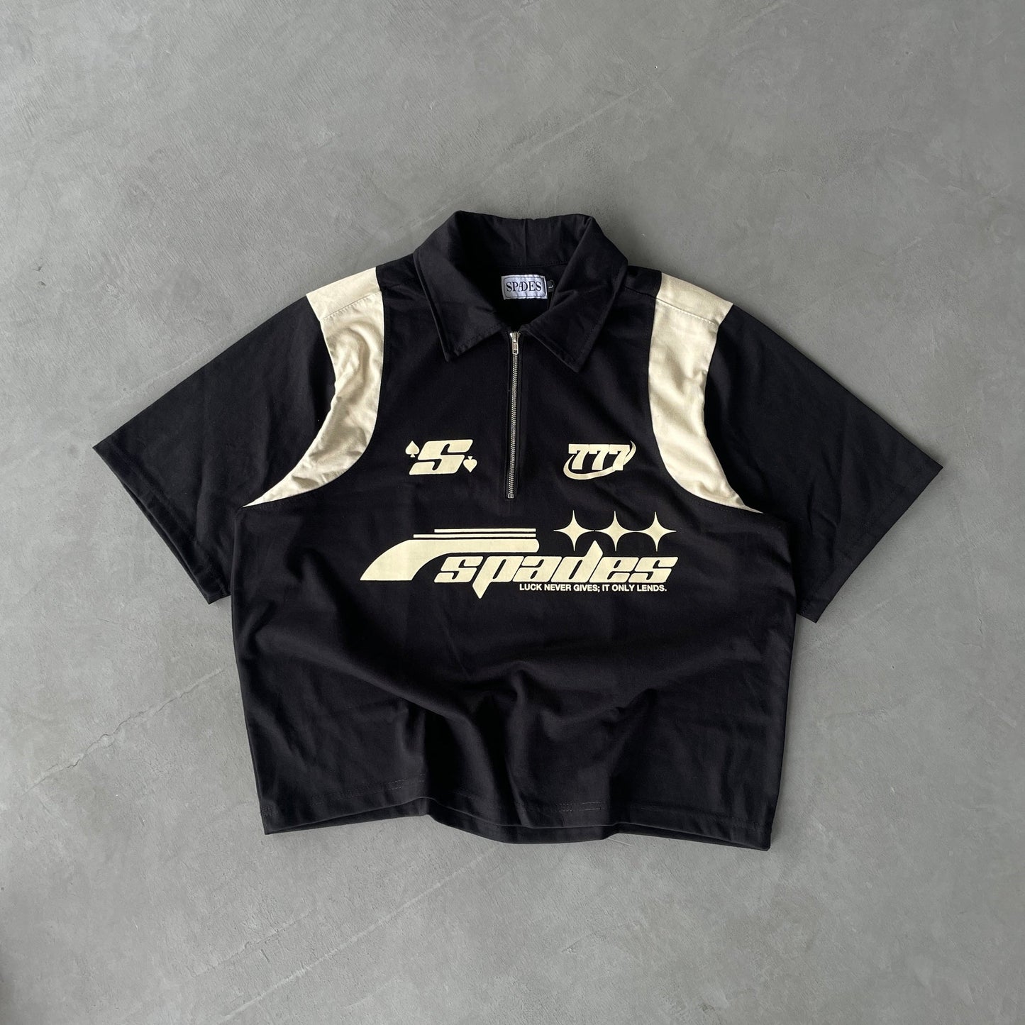 Lucky 777 Polo Zip Boxy Crop SPADES