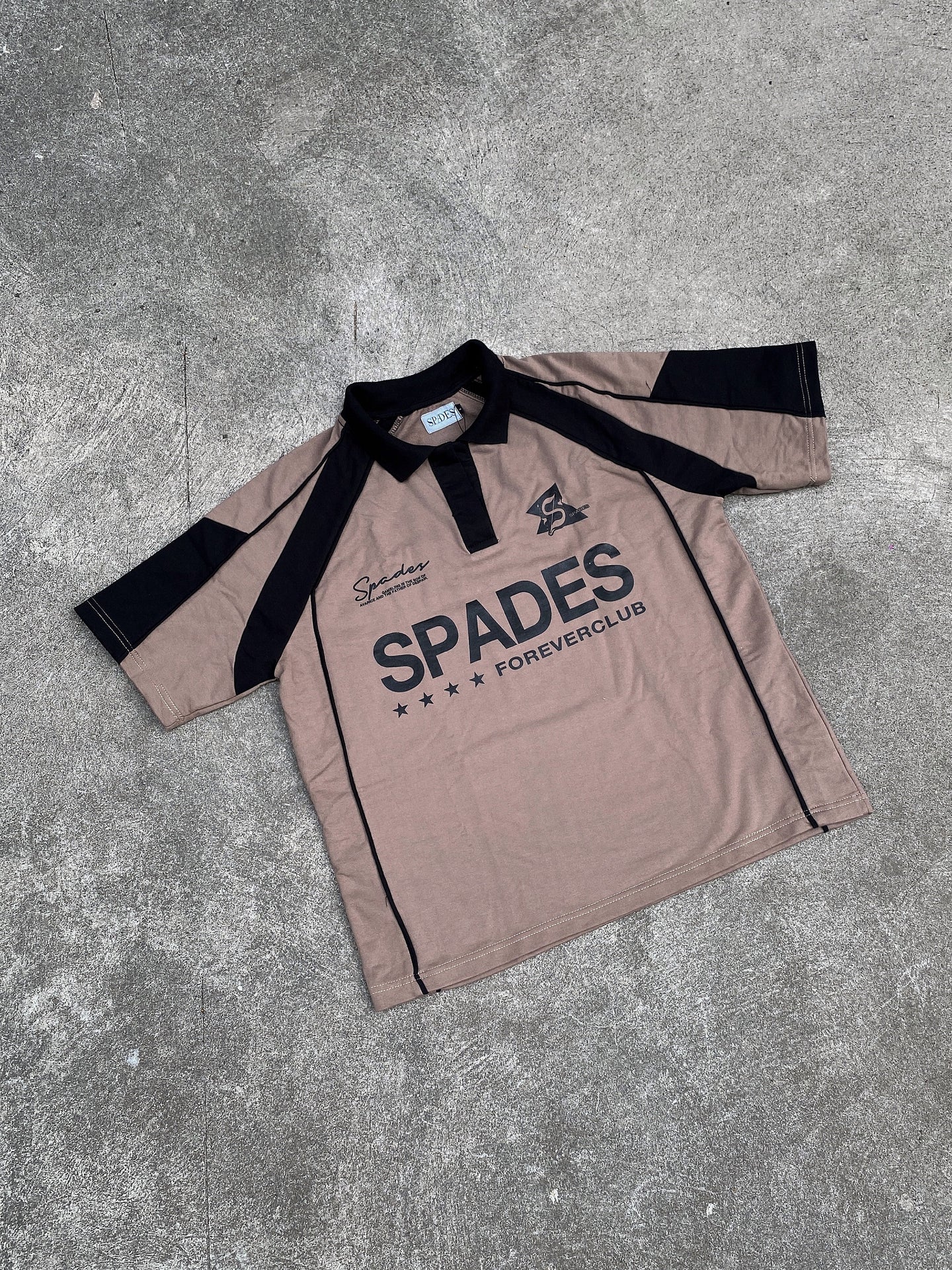 French Terry Crop Polo Shirt Fabric Avarice Saddle Brown SPADES
