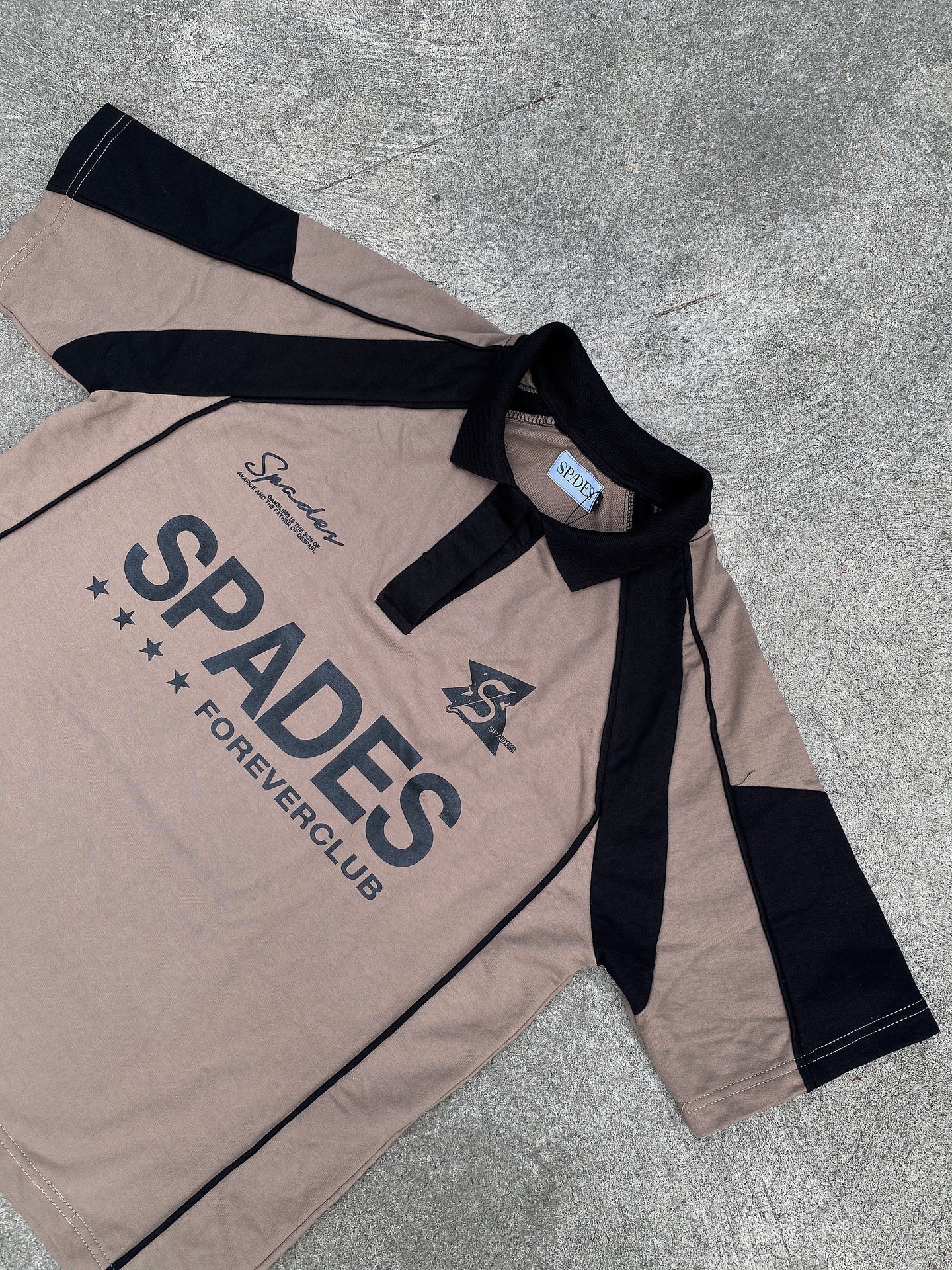 French Terry Crop Polo Shirt Fabric Avarice Saddle Brown SPADES