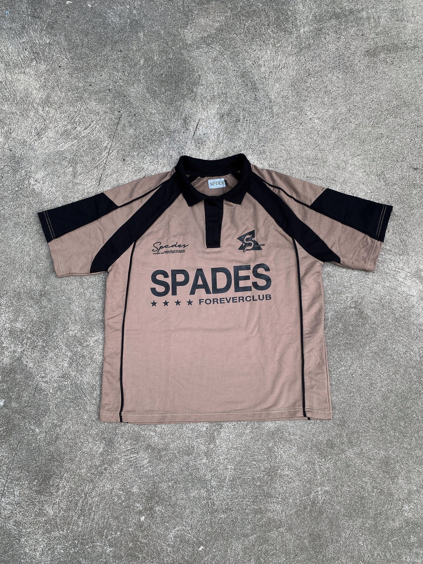 French Terry Crop Polo Shirt Fabric Avarice Saddle Brown SPADES