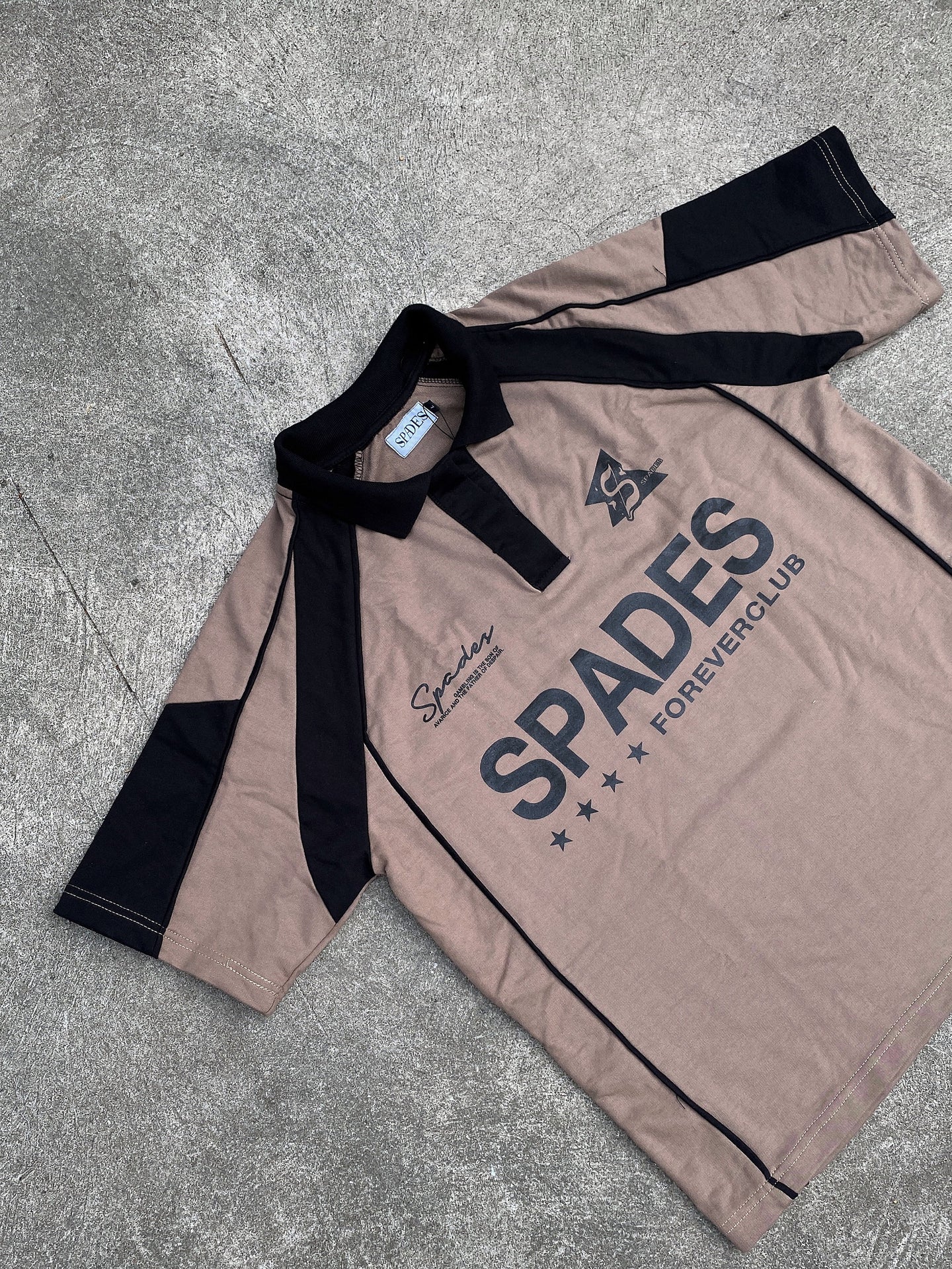 French Terry Crop Polo Shirt Fabric Avarice Saddle Brown SPADES