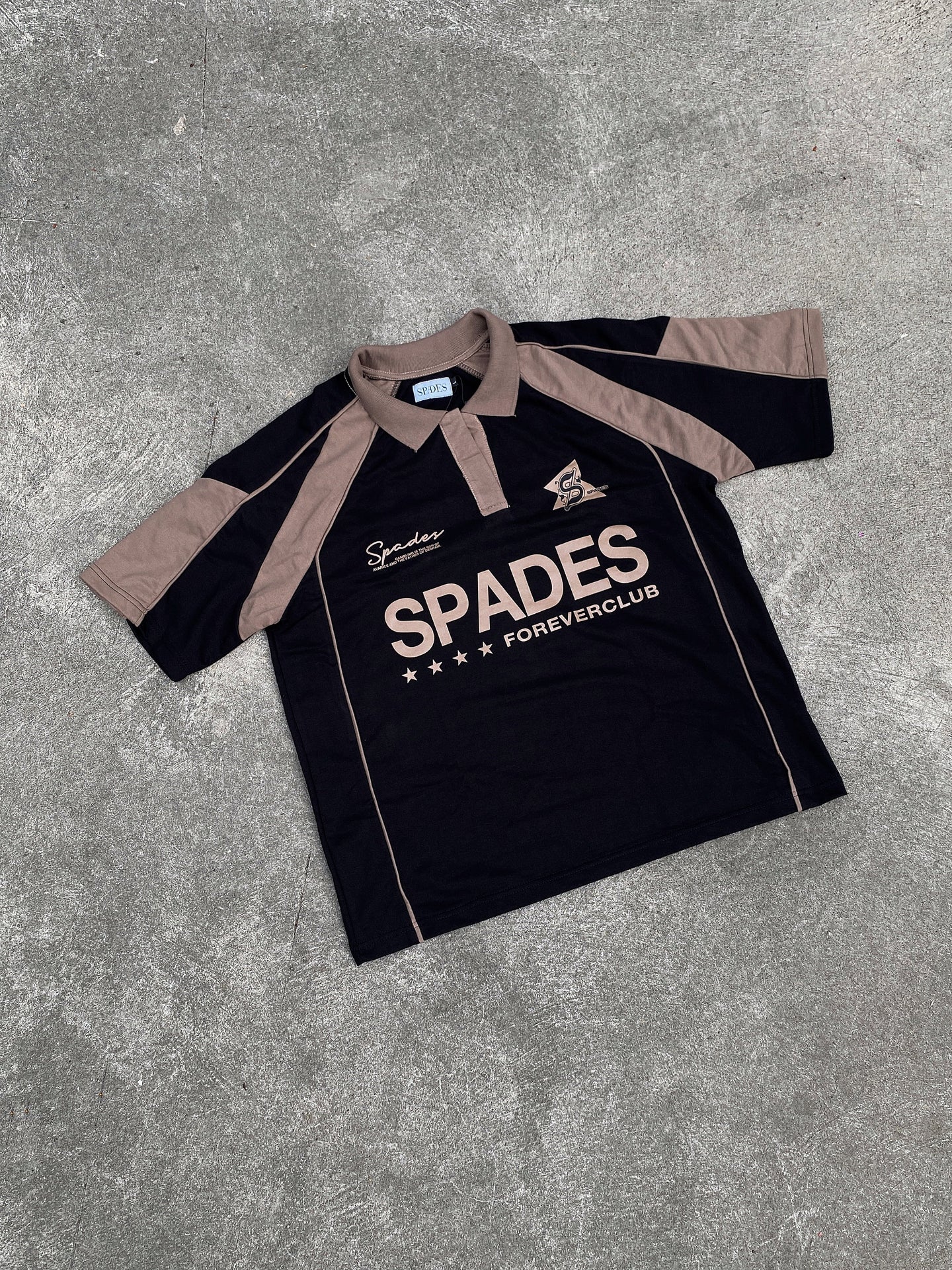 French Terry Crop Polo Shirt Fabric Avarice Black SPADES